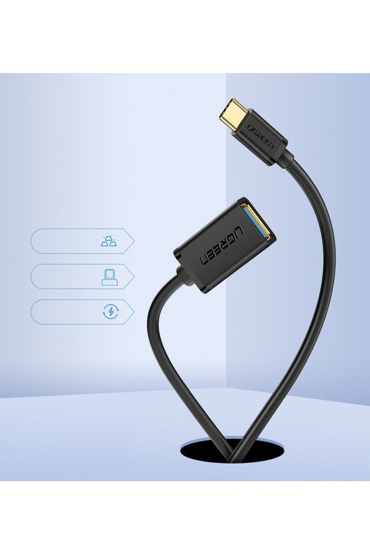Ugreen-Adapter przejściówka kabel OTG z USB 3.0 na USB-C - czarny 2