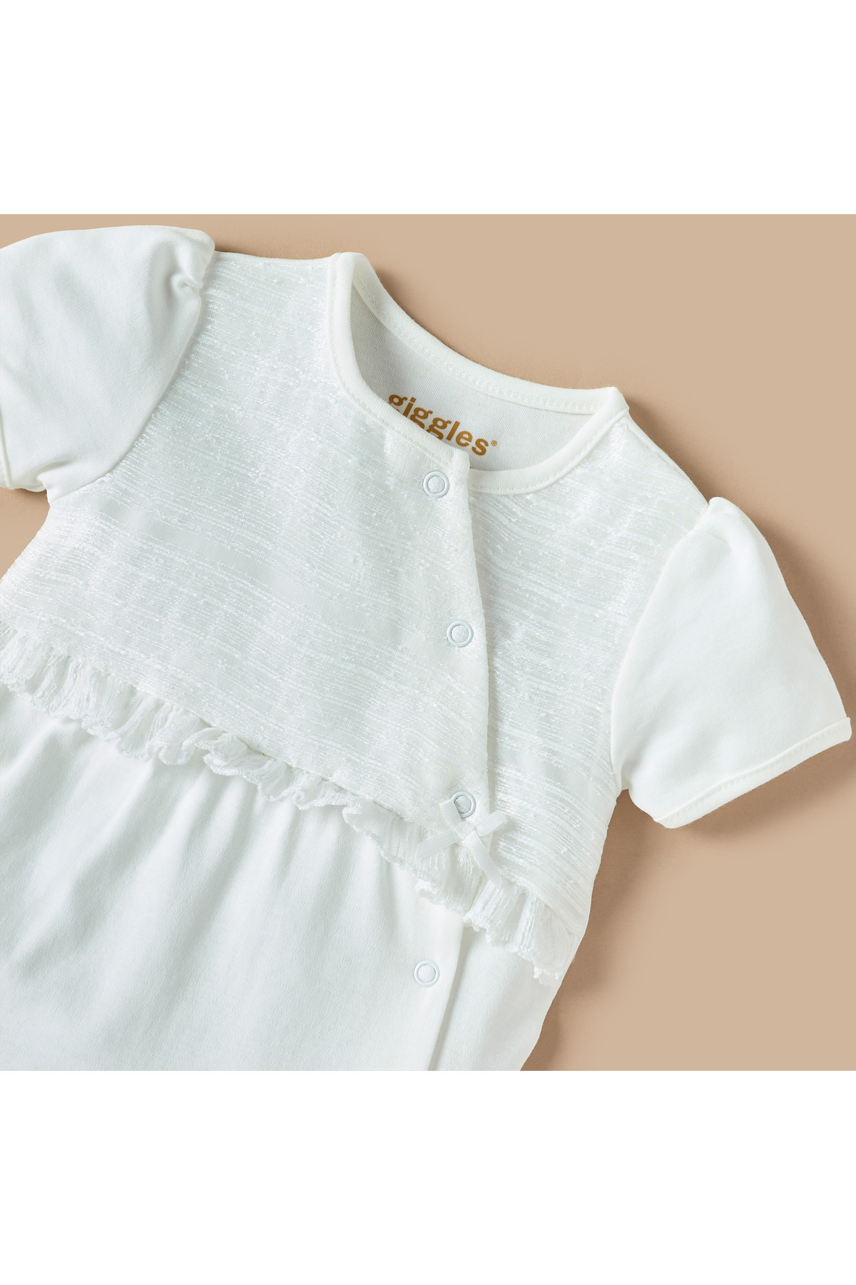 giggles-Textured Romper with Snap Button Closure 2