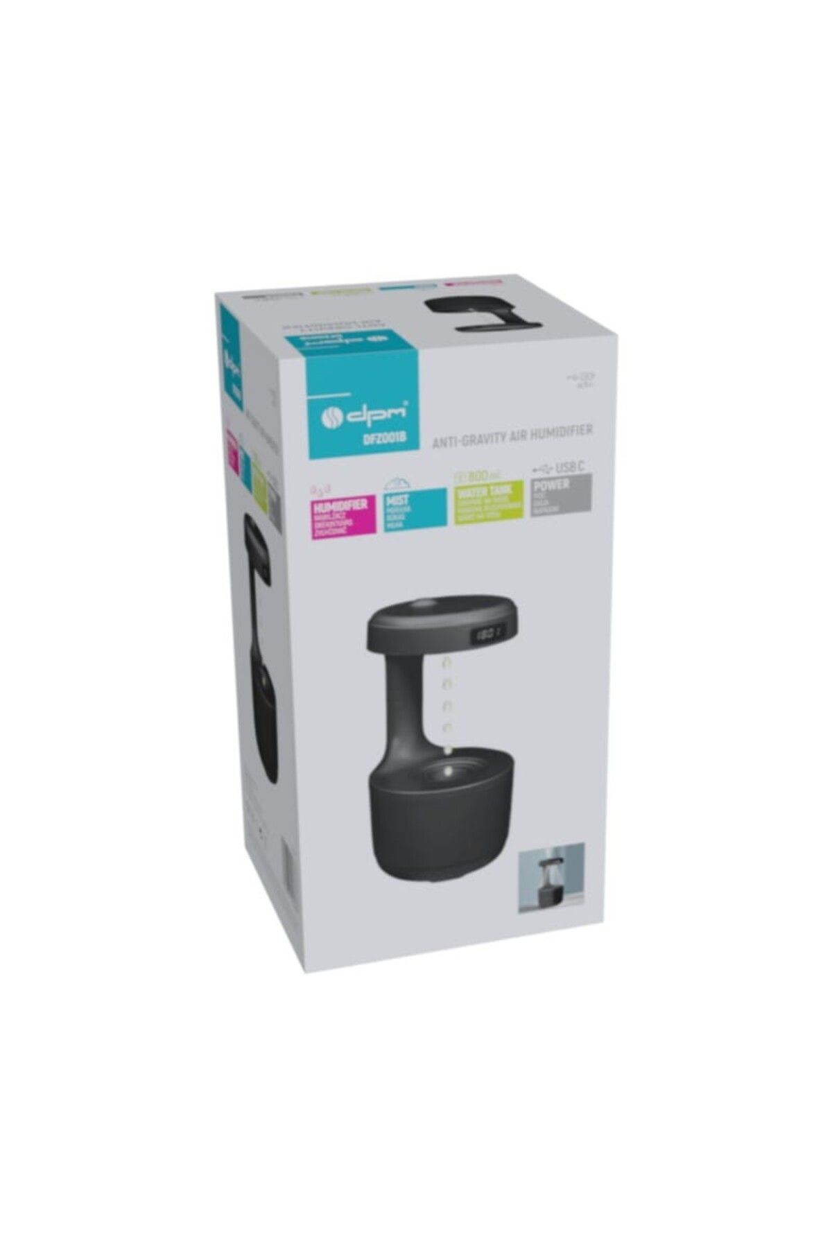 DPM-Anti-gravity air humidifier DFZ001B, 800ml, timer, clock, LED lighting, 5w 3