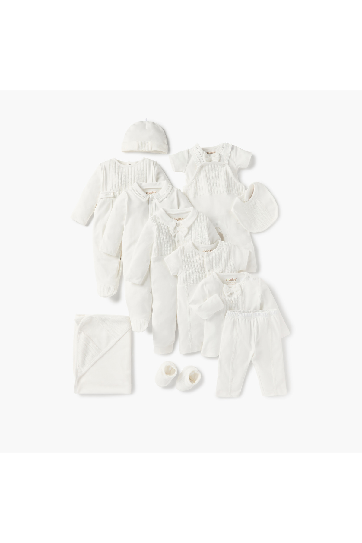 giggles-Textured Romper with Short Sleeves and Snap Button Closure 5
