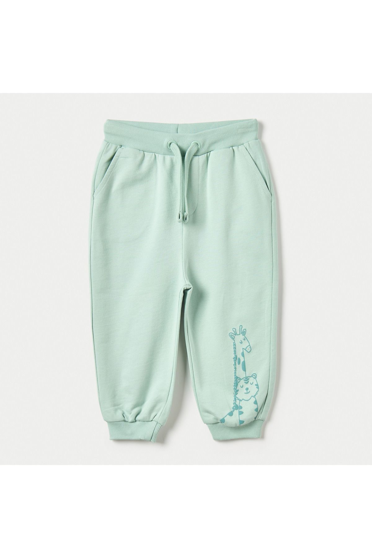 Juniors-Giraffe Print Joggers with Drawstring Closure and Pockets 1