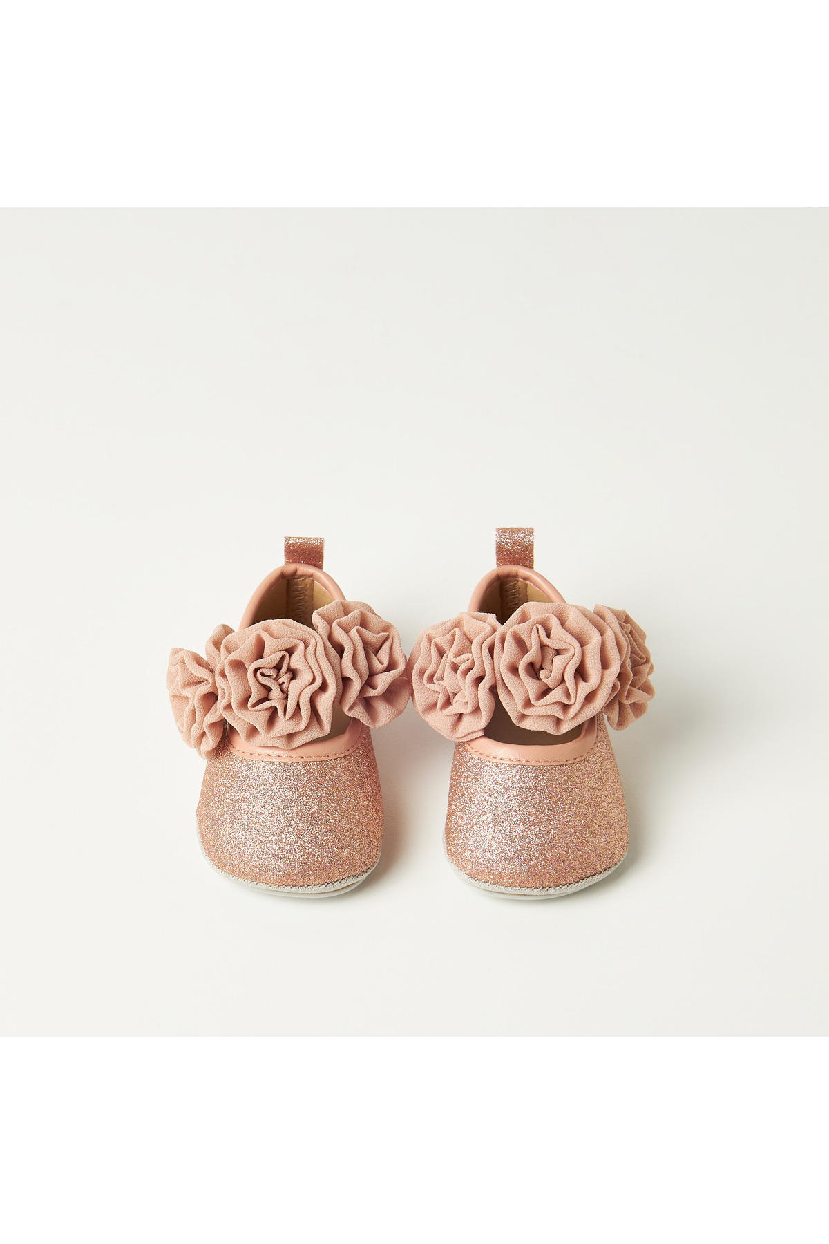 giggles-Rosette Detail Booties with Hook and Loop Closure 5