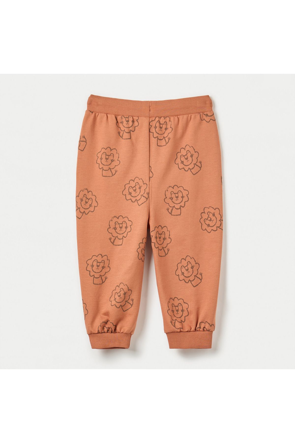 Juniors-All-Over Lion Print Joggers with Drawstring Closure 3