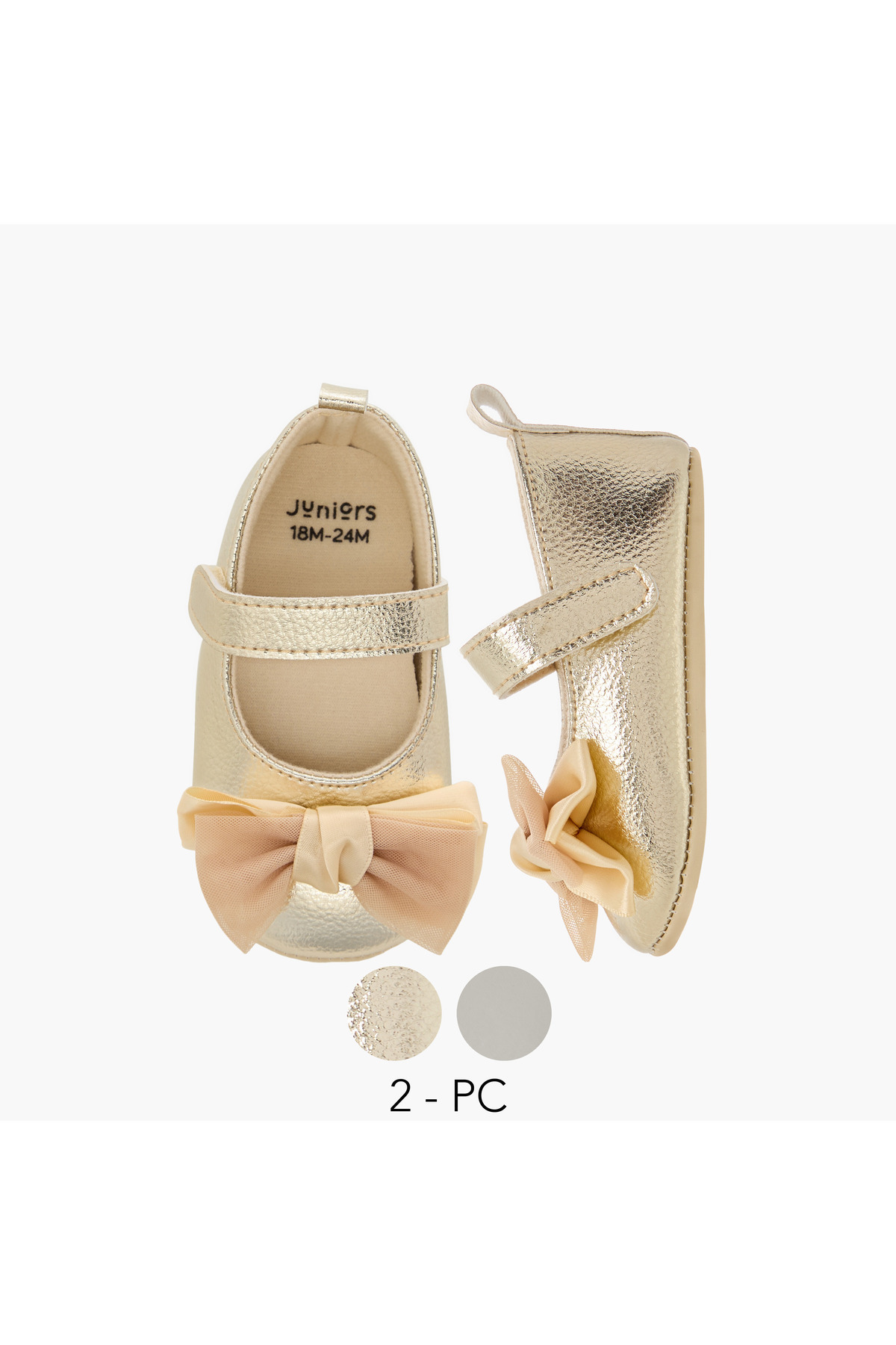 Juniors-Bow Applique Booties with Hook and Loop Closure 1