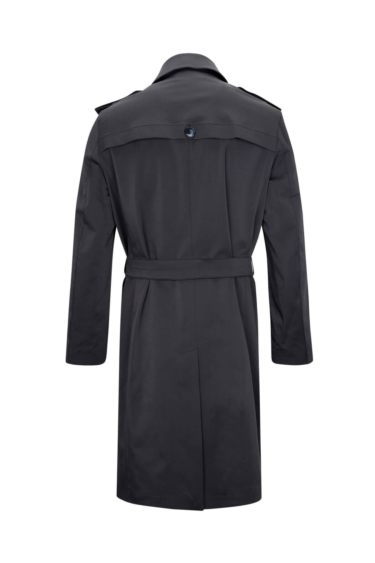 SAYKI Lacivert Slim Fit Bebe Yaka Pamuklu Pardösü görsel 2