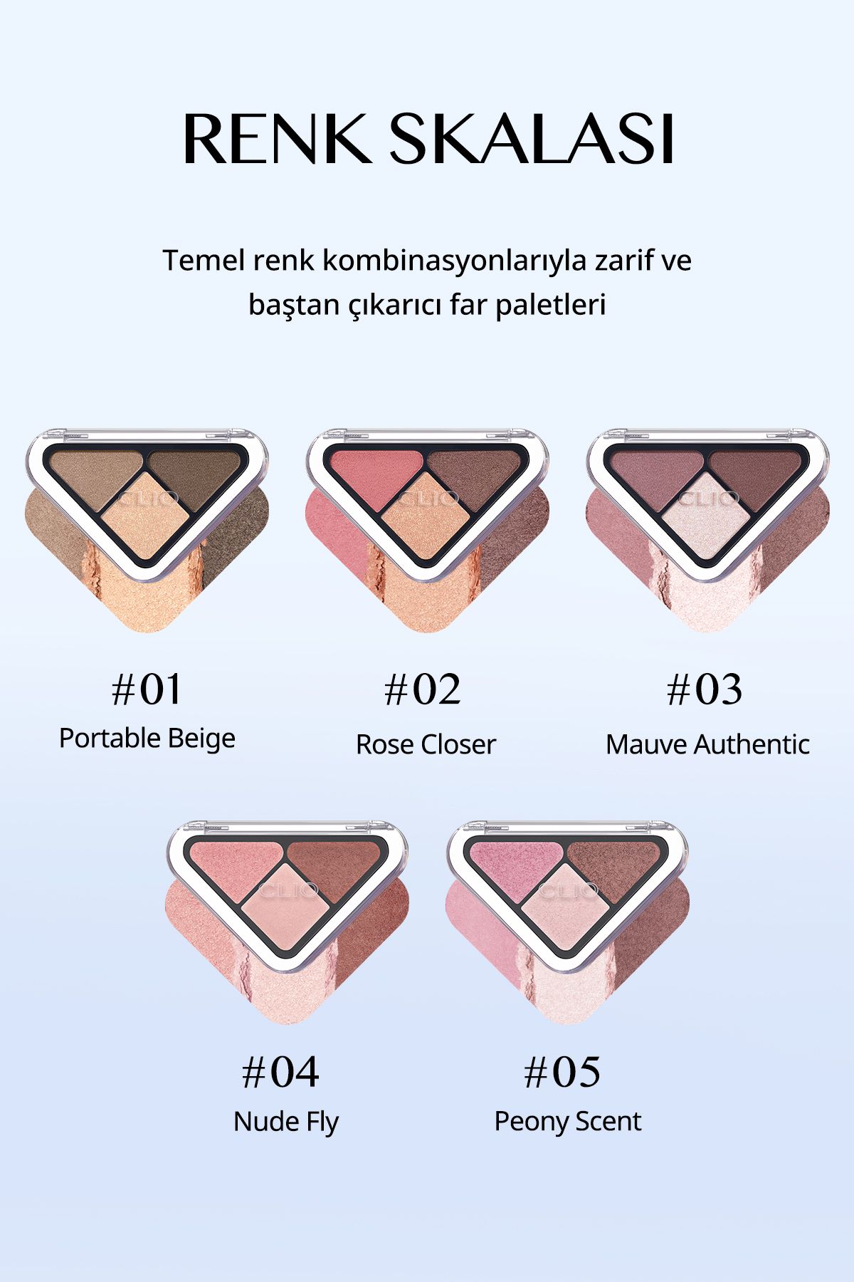 CLIO-Mini Eyeshadow Palette Containing 3 Colors, Matte and Shimmer Finish Essential Shadow Tap 03 Mauve Authentic 3