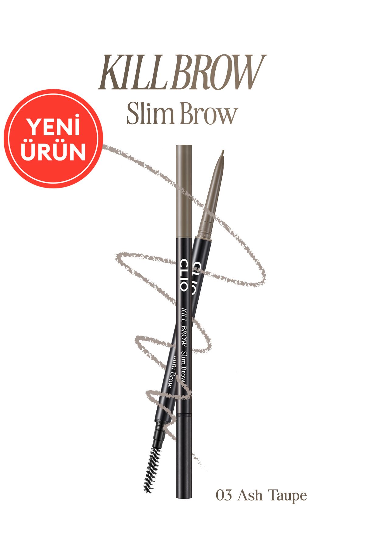 CLIO-Ultra Fine Tip Double Sided Eyebrow Pencil with Natural Look Kill Brow Slim Brow (03 Ash Taupe) 1