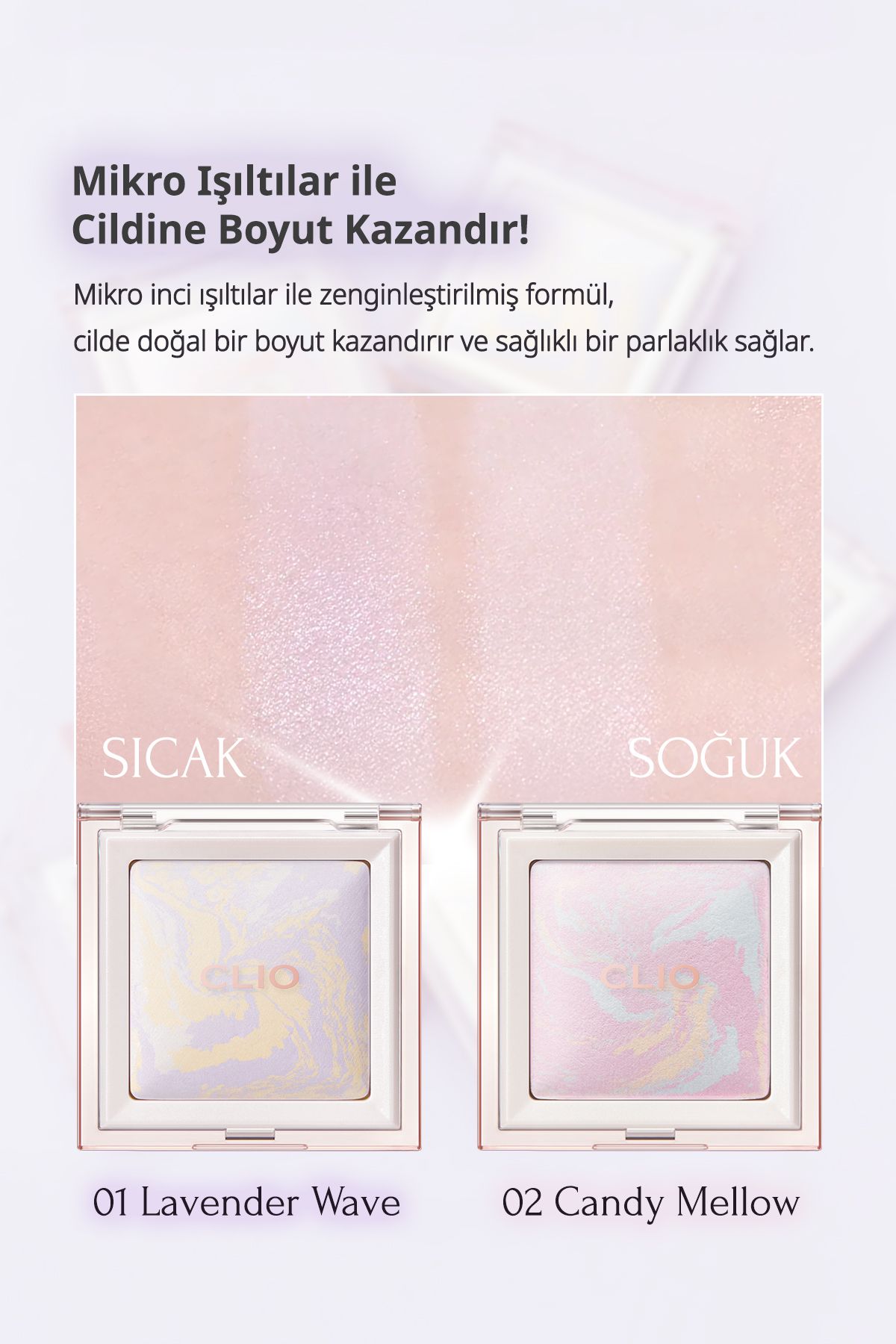 CLIO-Tone Equalizing & Fixing, Fine Structure, Shimmering Powder Light Setting Powder 01 Lavender Wave 5