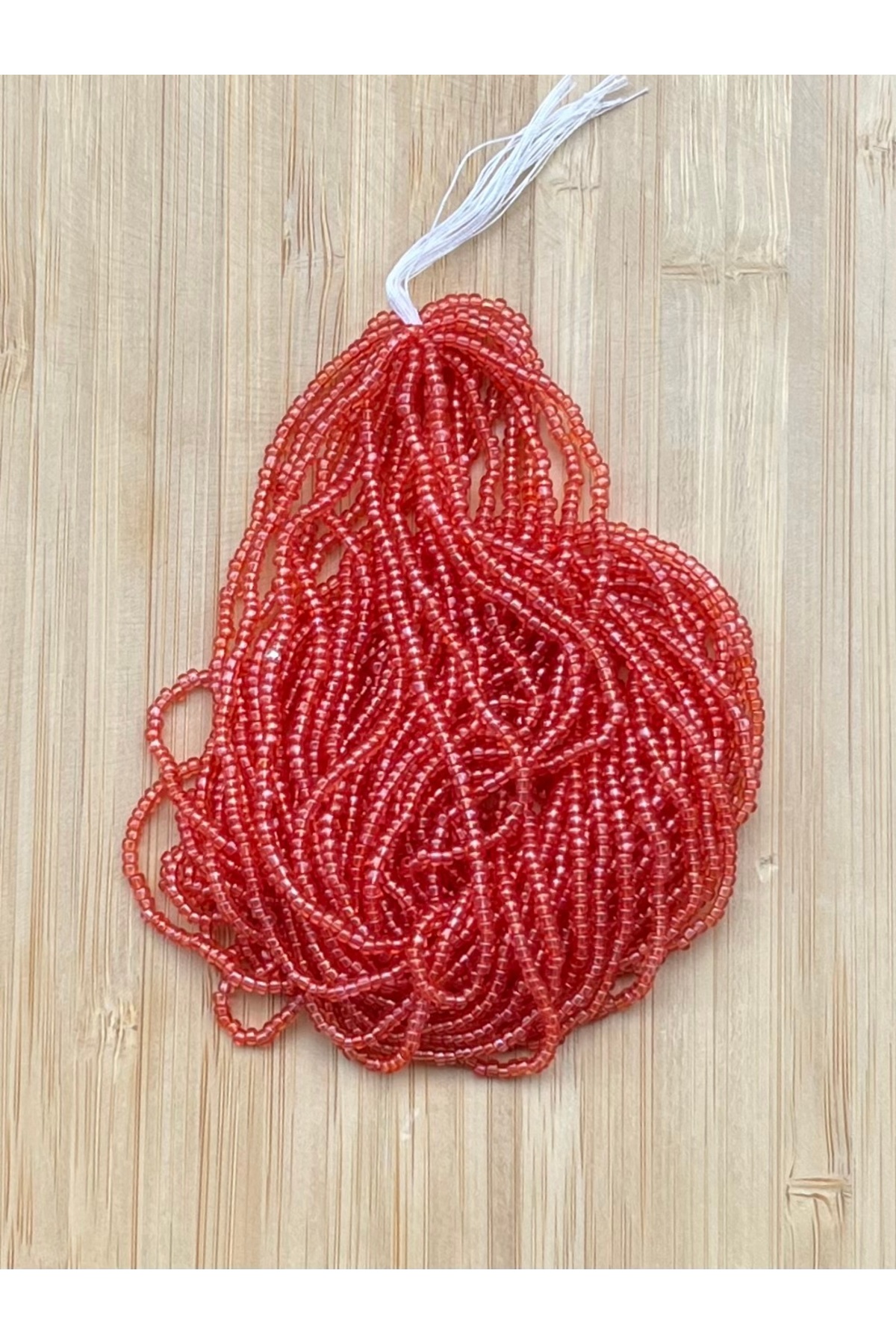 Color: Inside Grapefruit. Sand Bead Czechoslovakia, Adana, Prison Job, Needle Lace Bead 12string.