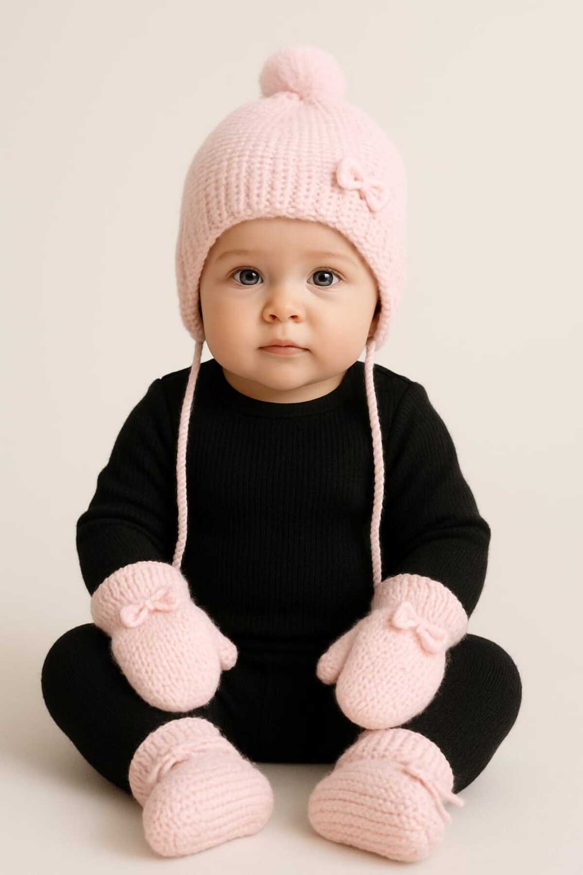 AXXAN yenidogan erkek kız bebek seti hastane çıkışı seti şapka eldiven patik çorap seti 3lü set 0/12 ay fotoğrafı 2 (önizleme)