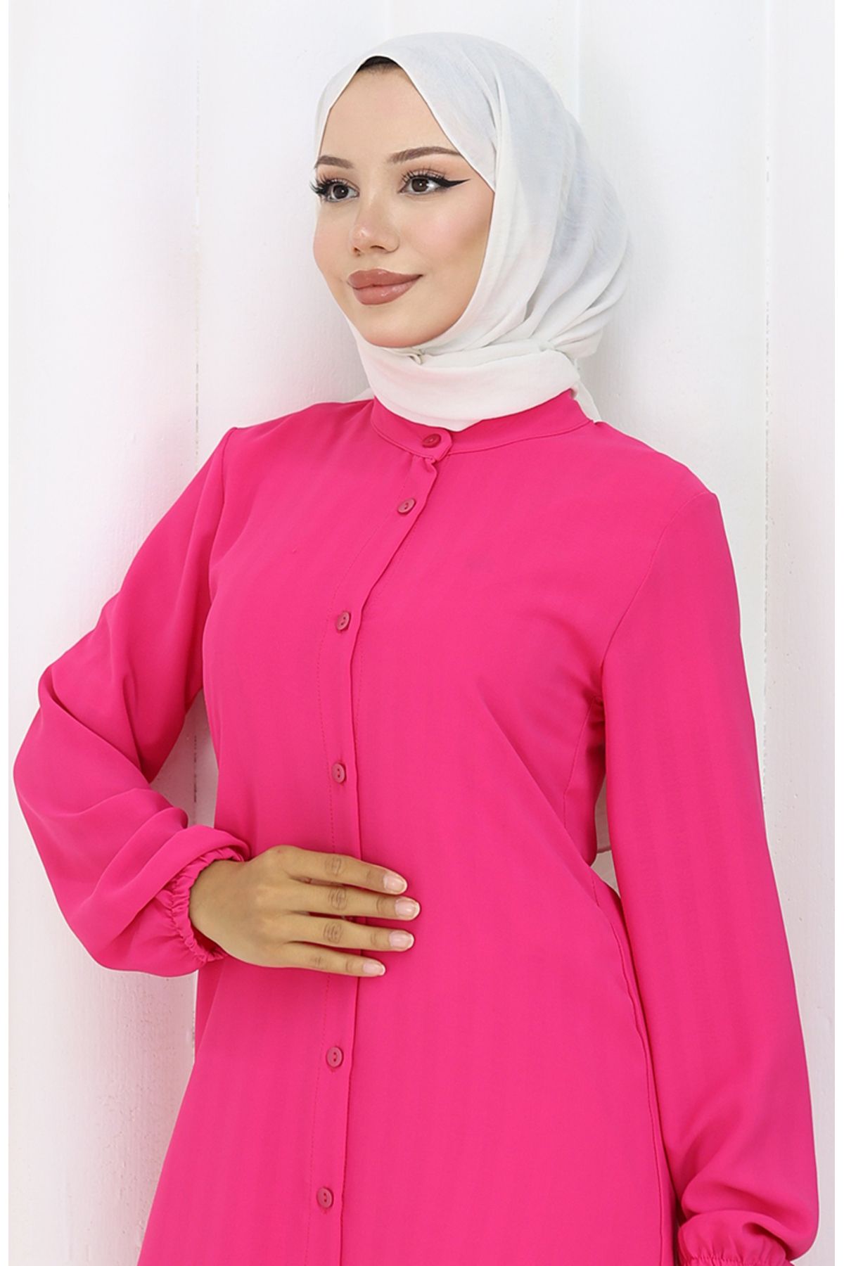 sefamerve-Buttoned tunic from the waist 3118-03 fuchsia 4