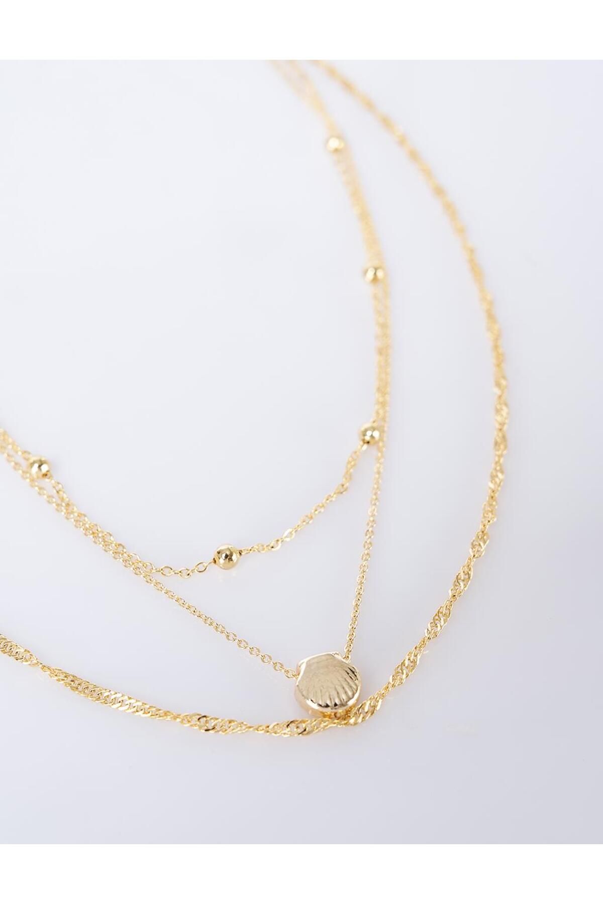 Kayra-Seashell Figured Necklace Gold 1