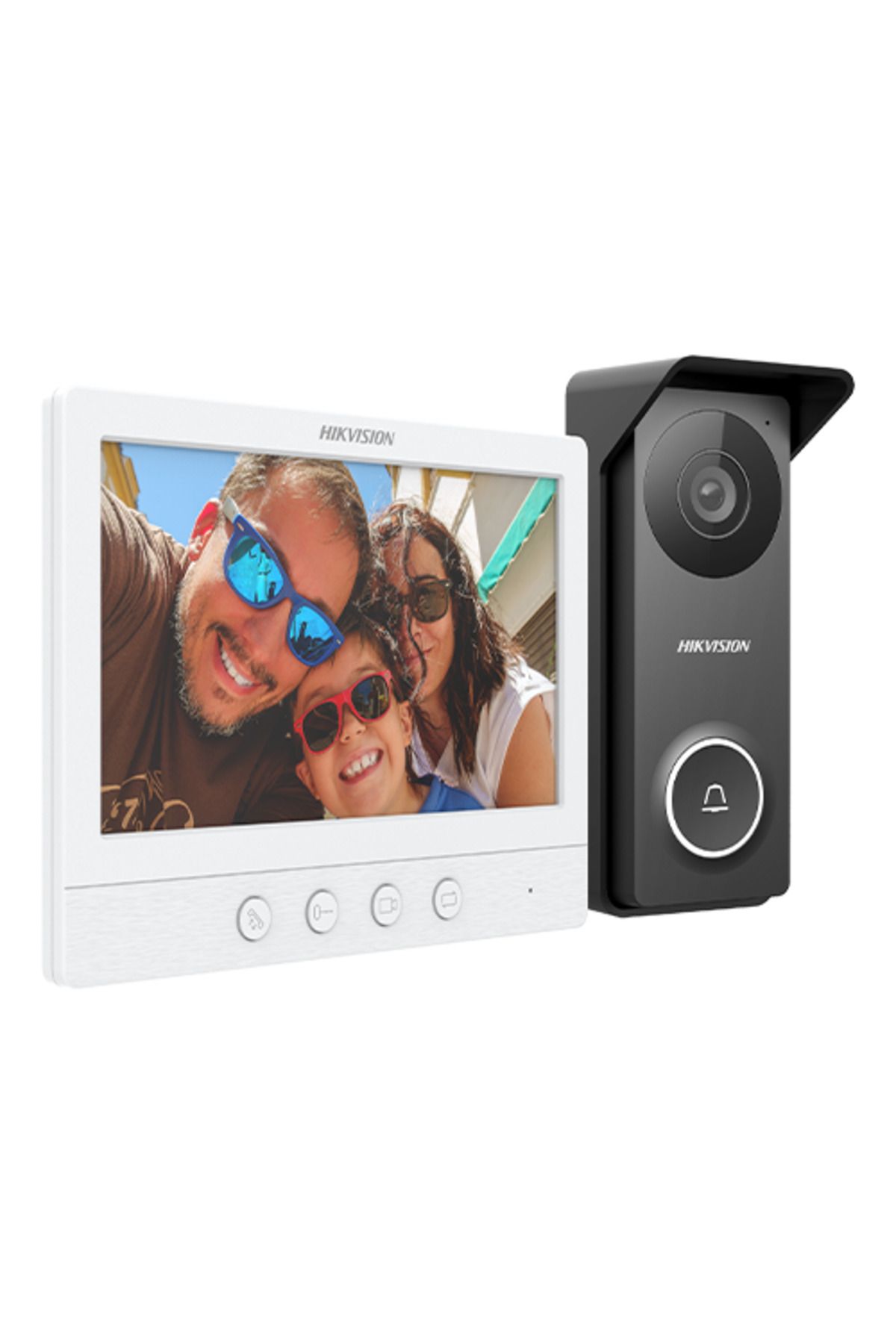 Hikvision-Kit videointerfon analogic, ecran de 7', conexiune 4 fire pentru 1 familie, IR, IK08 - DS-KIS213 1