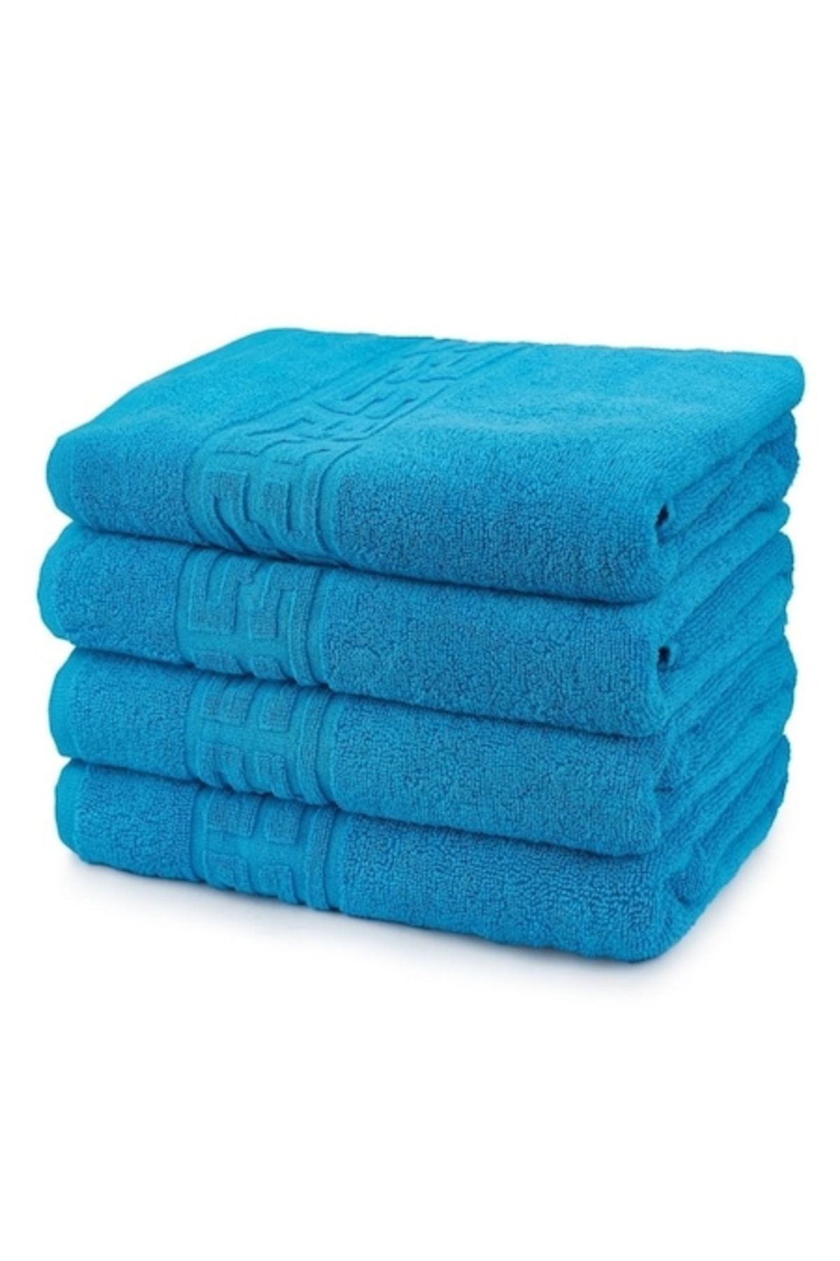 OEM Set 4 Prosoape De Baie, Bumbac, Uni, Bordura Greceasca, 500g/m², 70x140cm, Turcoaz - One Size