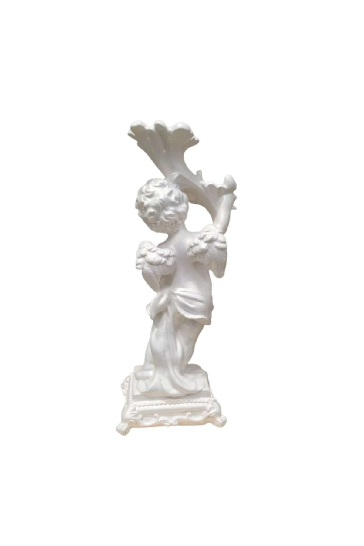 OEM-Resin Decoration Angel with Leaves, 32cm, Pearly White 3