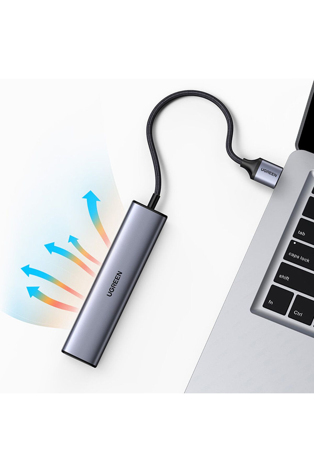 Ugreen-Adaptor HUB multifuncțional, splitter USB 3.0 - 3x USB Ethernet RJ-45 USB-C PD gri 3