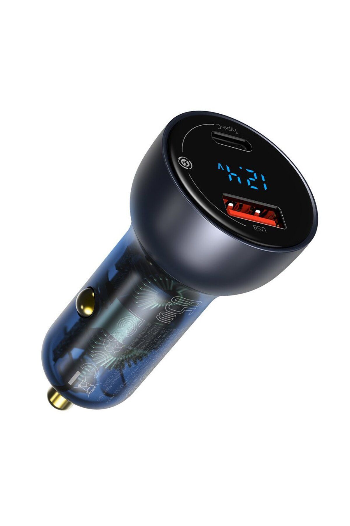 Baseus-Încărcător auto USB USB-C 65W 5A SCP QC PD Ecran LCD + Cablu USB-C Gri 3