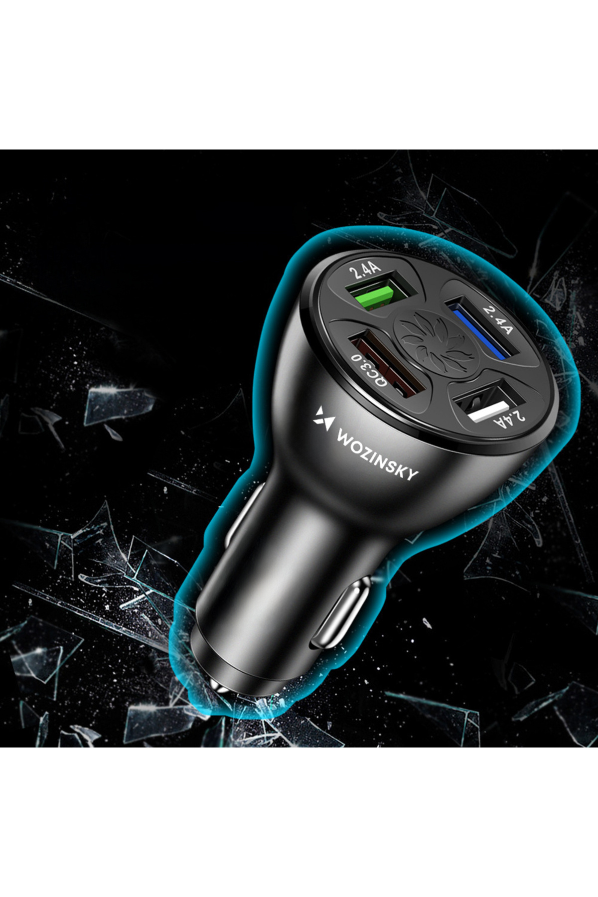 WOZINSKY-Încărcător auto QC 50W 4x USB-A, alb 5