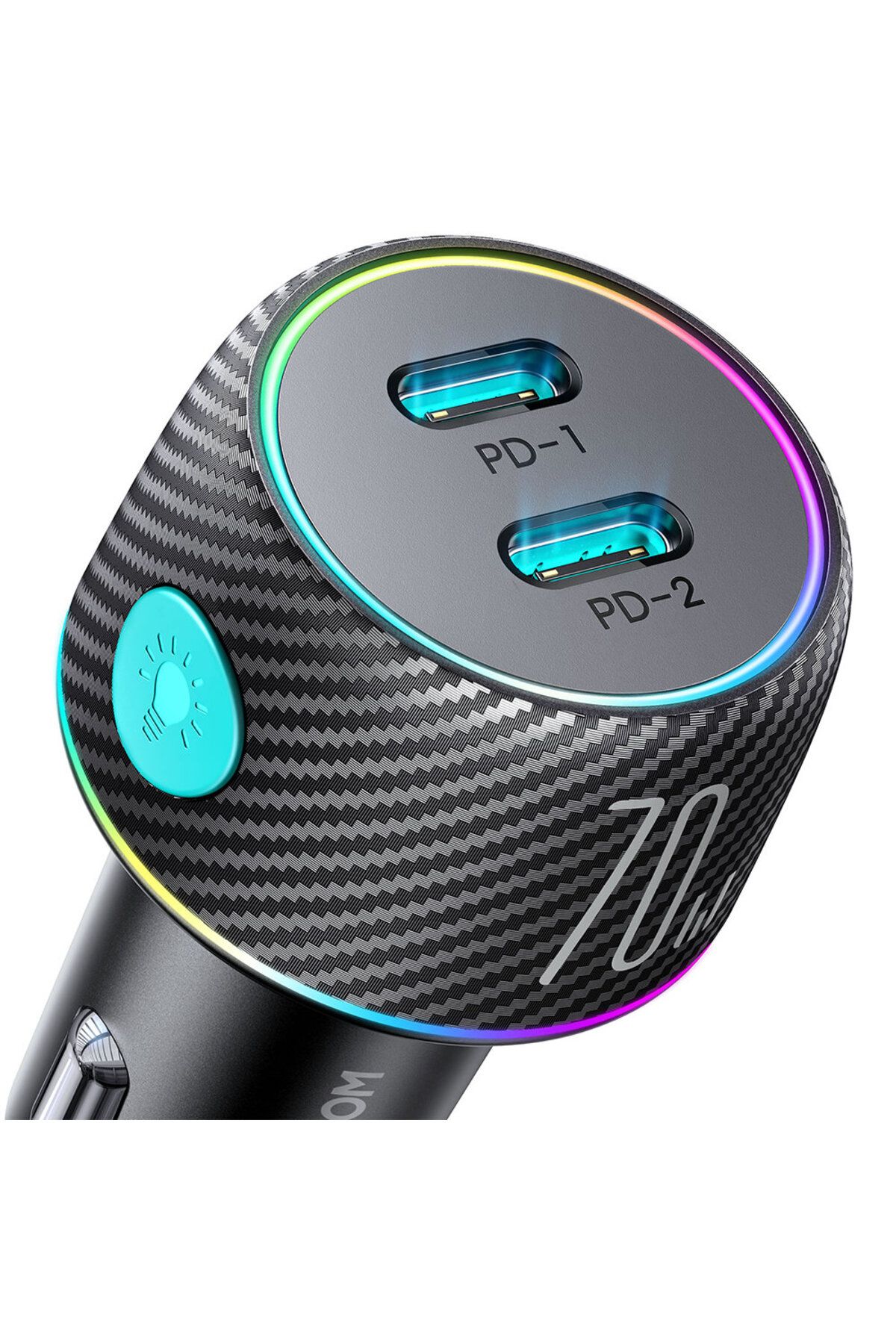 Joyroom-Încărcător auto dual USB-C 70W cu iluminare LED JR-CCN02 - Negru 2