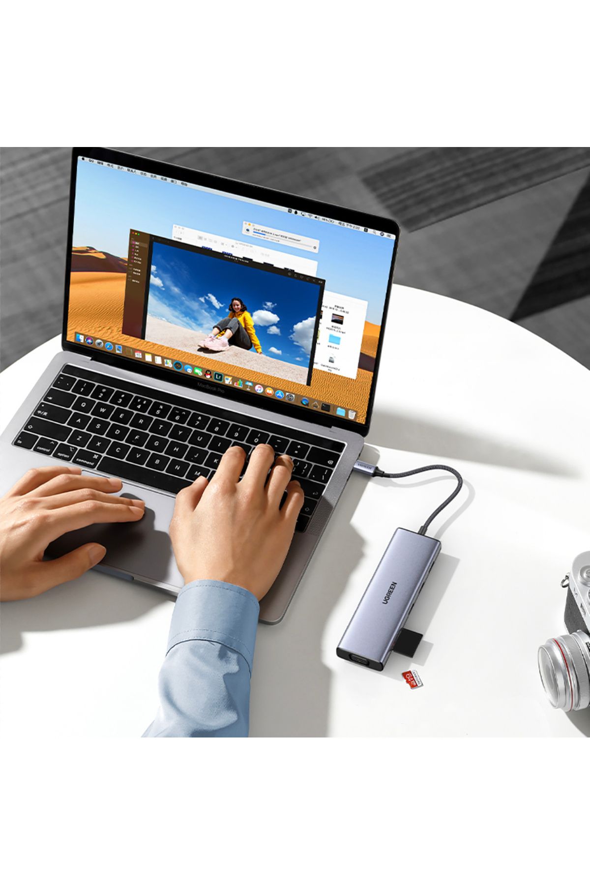 Ugreen-Adaptor HUB USB-C - 3x USB-A 3.0 / HDMI / VGA / RJ45 / SD / cititor card TF / USB-C PD - gri 9