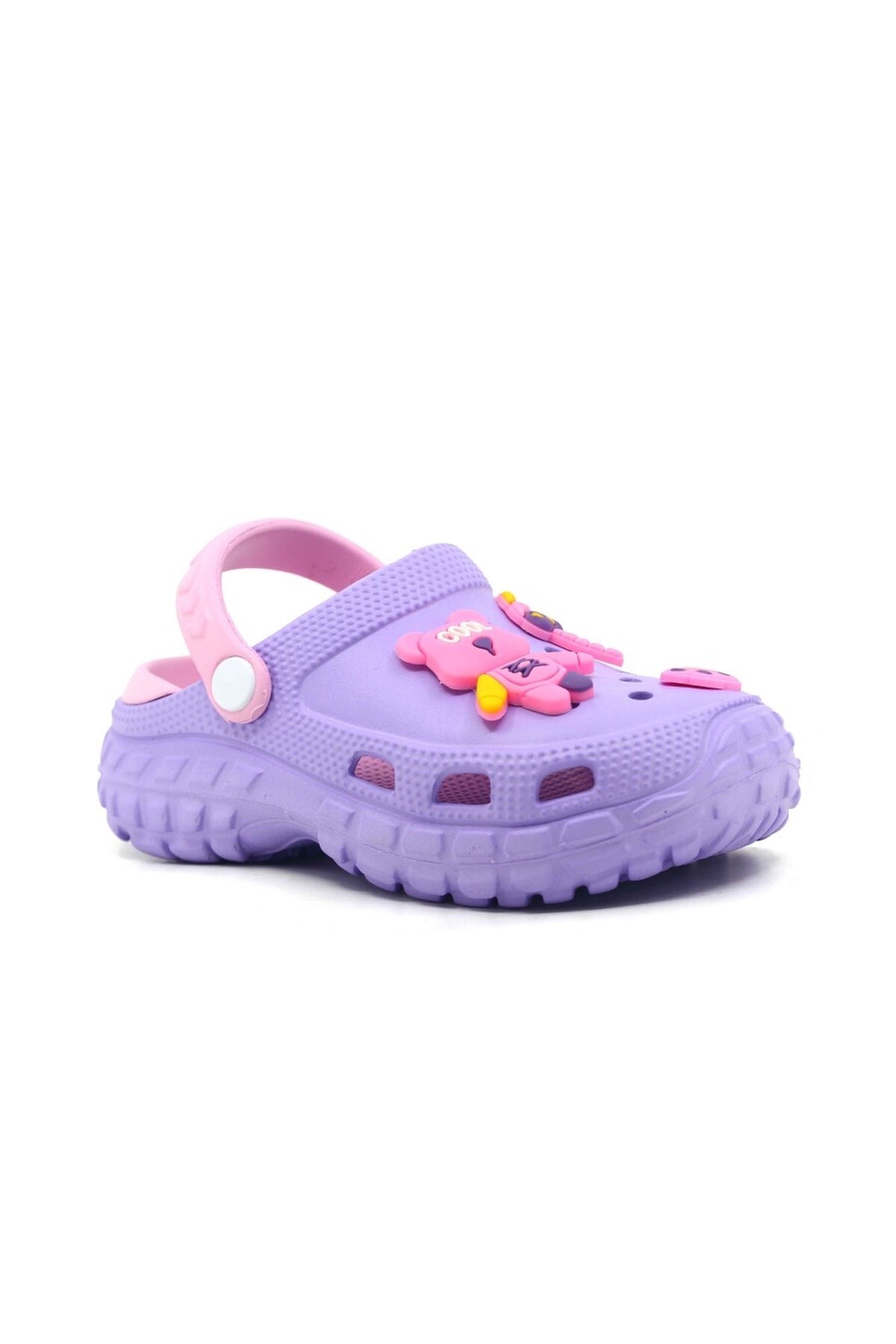 Unisex Ayıcıklı Çocuk Terlik Lila Terlik