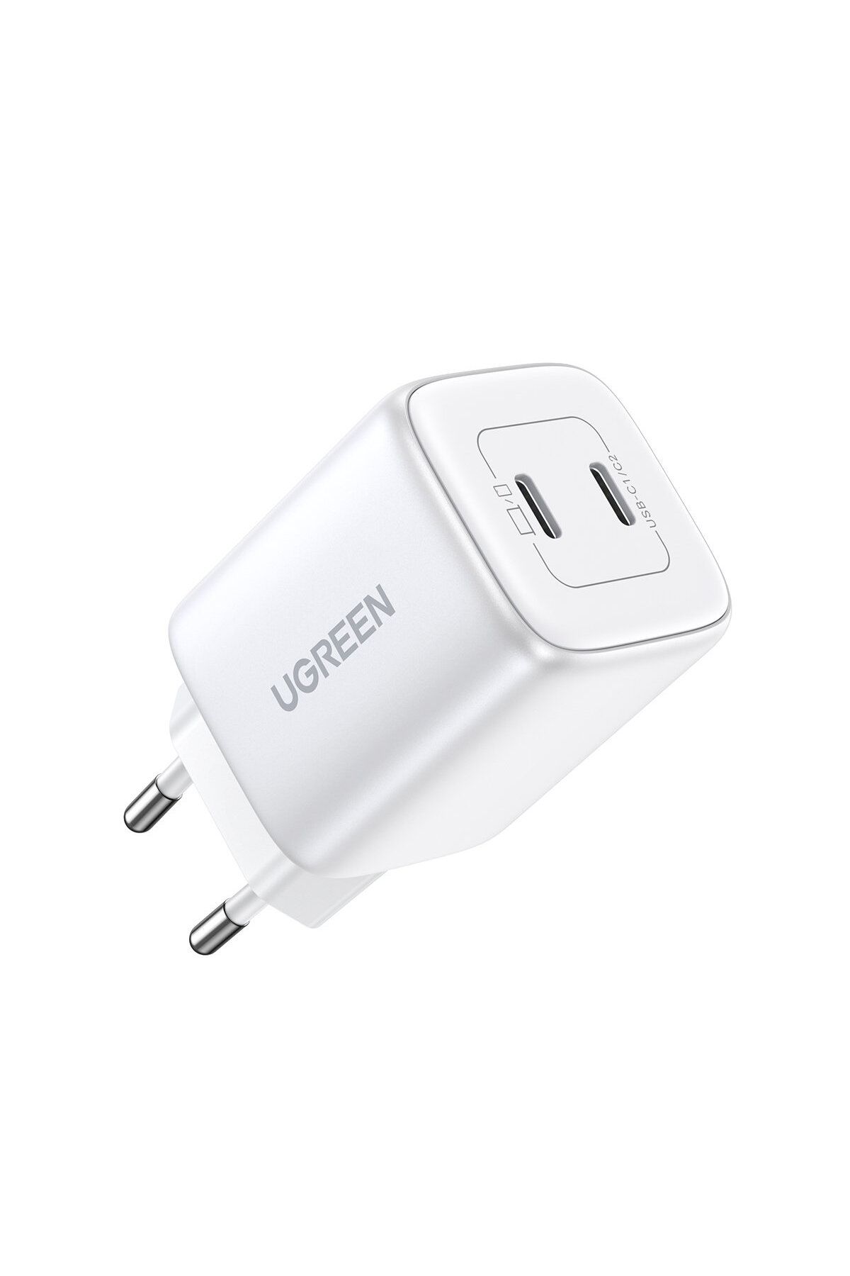 Ugreen-Încărcător rapid de perete GaN 2x USB-C 45W QC PD, alb 2