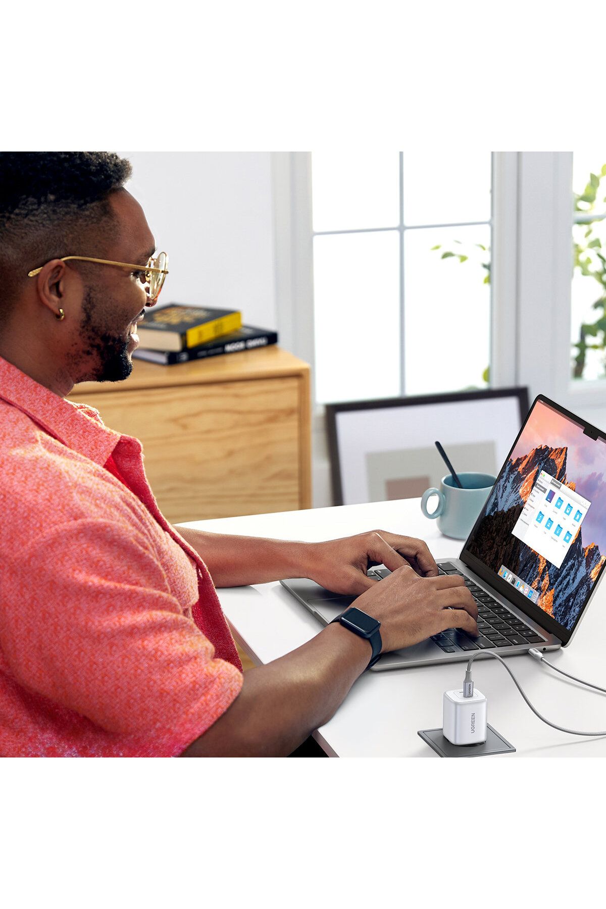 Ugreen-Încărcător rapid de perete GaN 2x USB-C 45W QC PD, alb 5