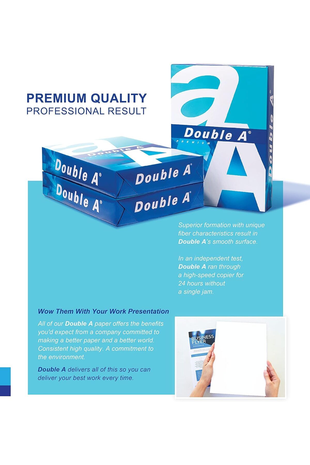 DOUBLE A-ورق نسخ طابعة Double A، مقاس A4، وزن 80 جرامًا للمتر المربع، رزمة 500 صفحة (حزمة من 5 رزم) 5