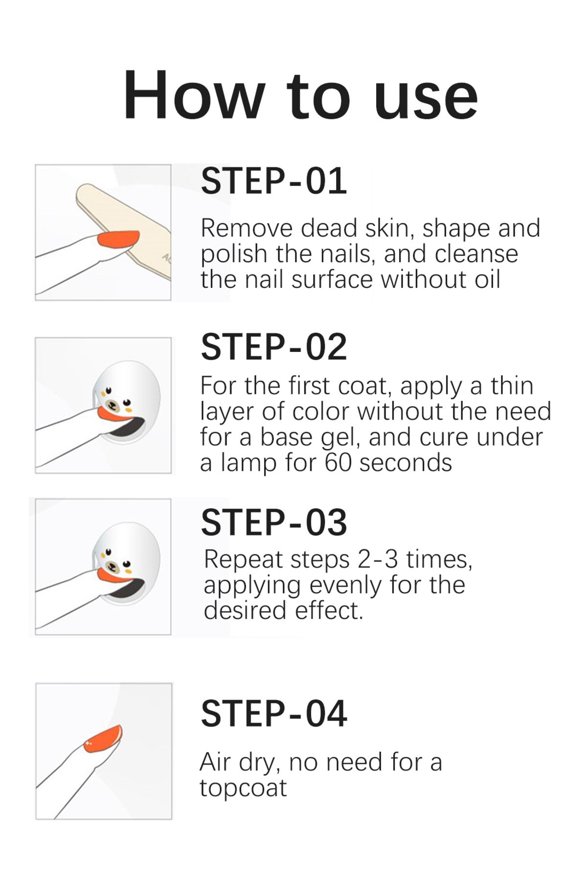 VOA-3 in 1 One Step Gel Polish Soak Off UV LED without Base and Top Coat for Starter Salon, Home 10ml 7