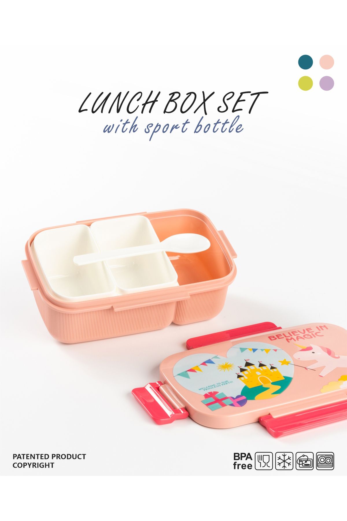 Mobcos-Students Lunch Box with Water Bottle Set Double Layer Lunch Box,Fork 1800ml and Drink Cup 500ml 2