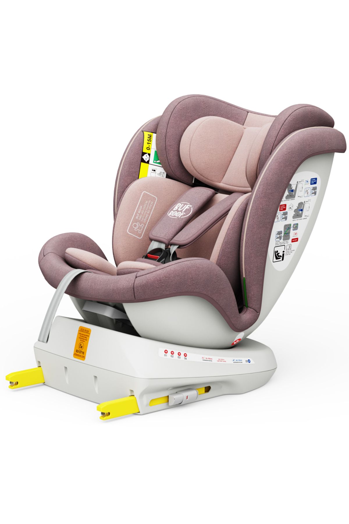 BUF BOOF-Scaun Auto Twt Plus Isize LightPurple Isofix Rotativ 360 Pozitie Somn Top Tether 40-150 Cm 7