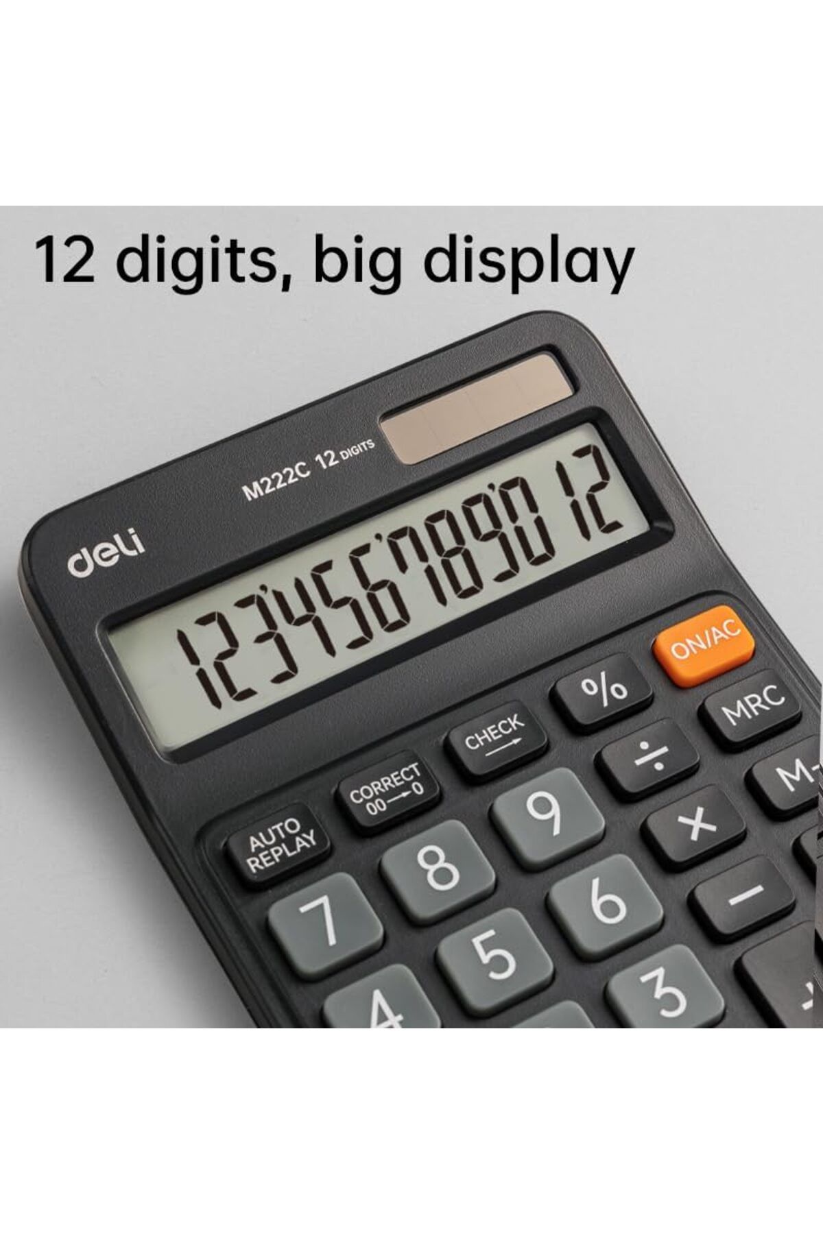 Deli-EM222C Desktop Calculator – 12-Digit Display | 120-Step Check Function | Large Screen | Durab 3