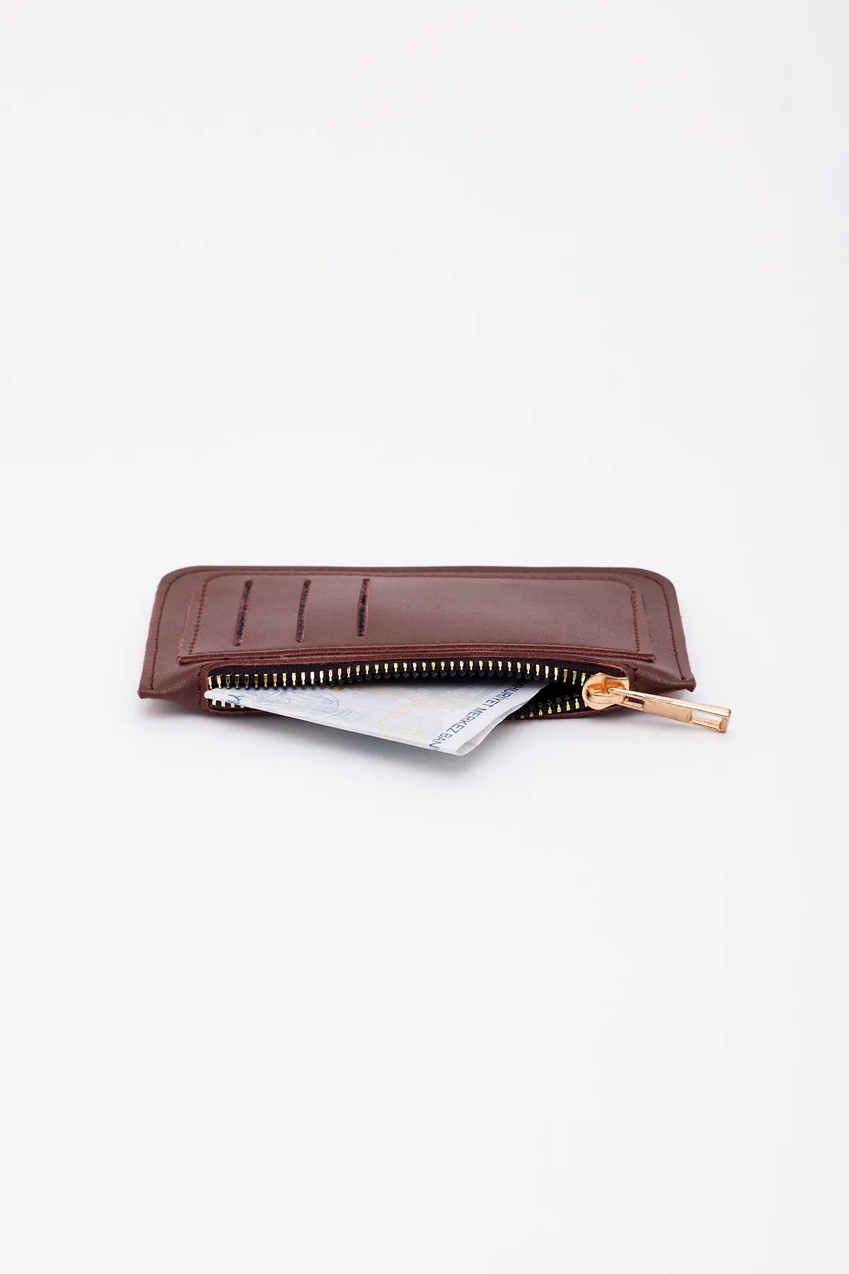 Shaka  Bordo Shk101 Suni Deri 6 Kartlık ve Fermuarlı Para Bölmeli Kartlık Cüzdan - Görsel 7