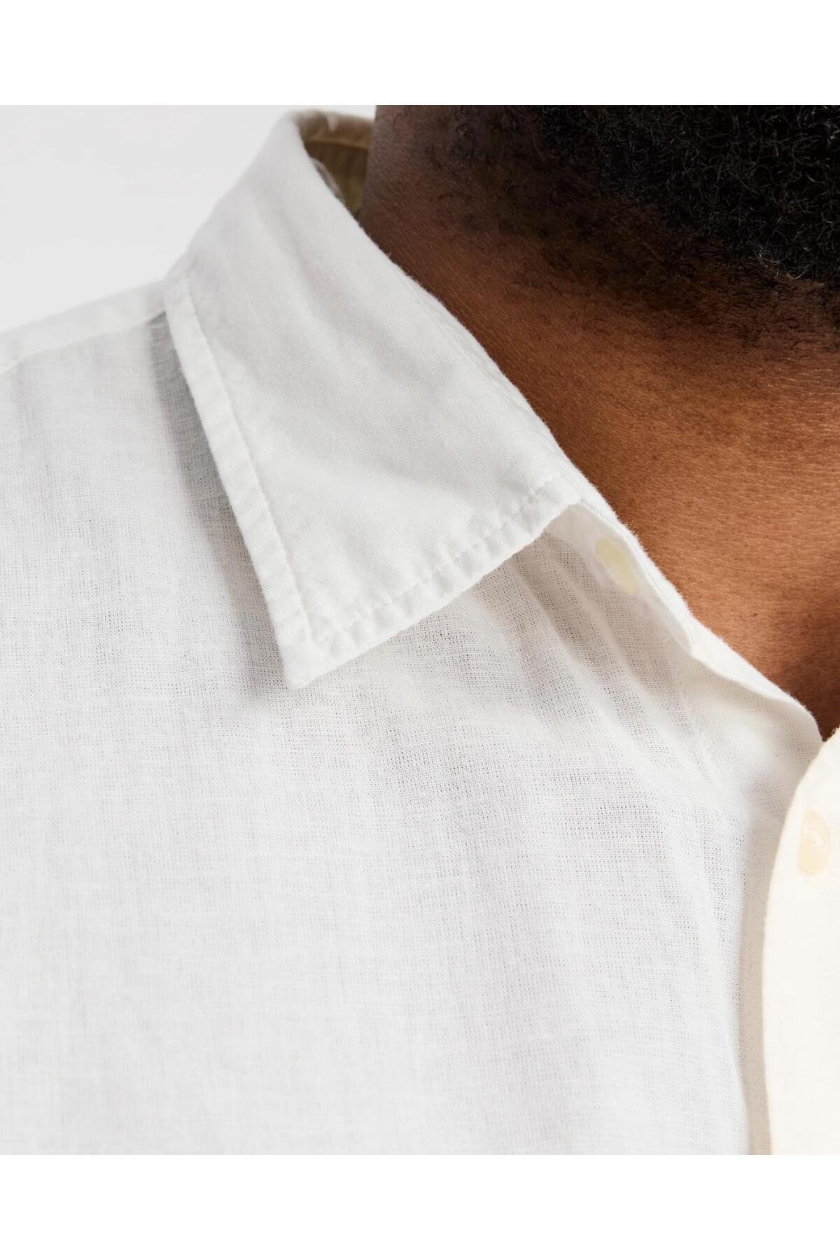 Jack & Jones JACK&JONES 12269089 BATTAL BUYUK BEDEN JJEBREEZE LINEN BLEND ERKEK UZUN KOL GOMLEK görsel 3