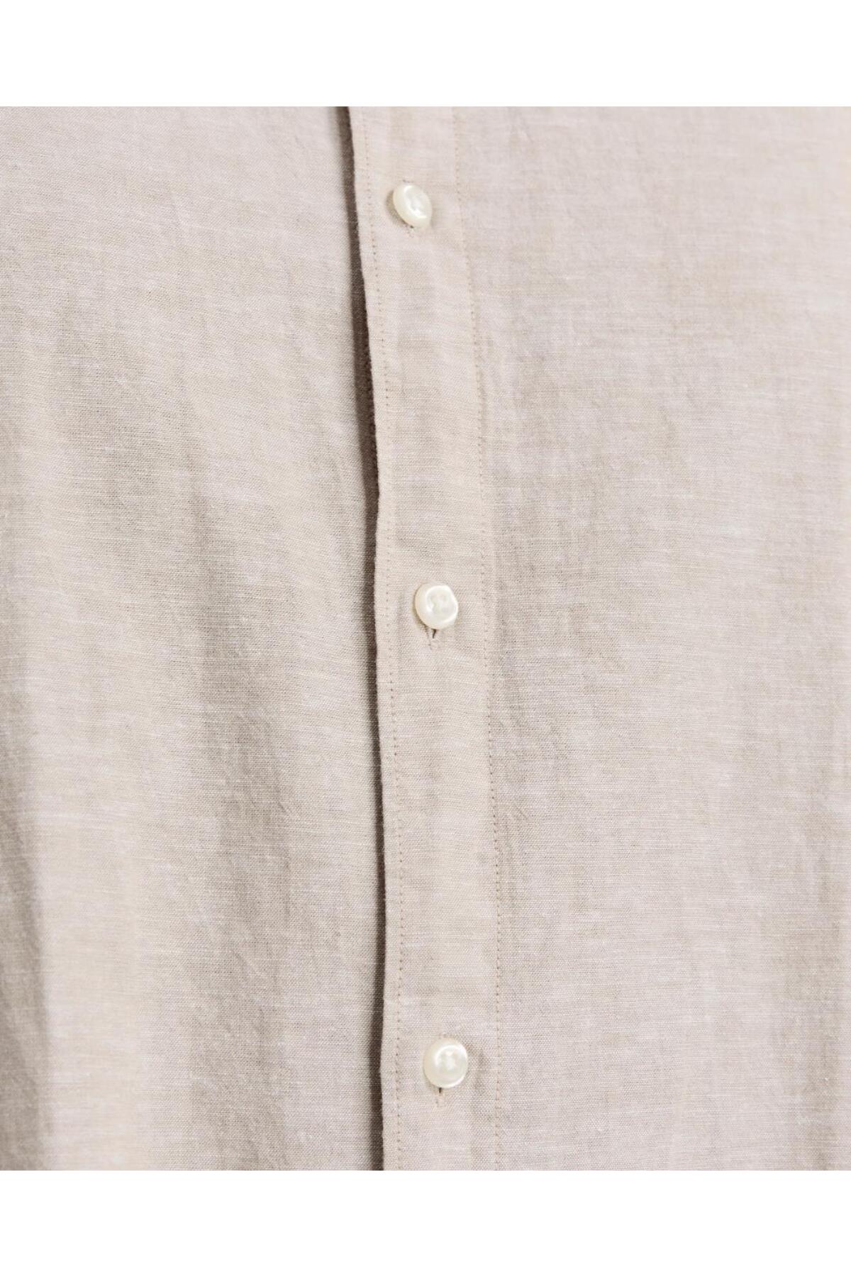 Jack & Jones JACK&JONES 12269089 BATTAL BUYUK BEDEN JJEBREEZE LINEN BLEND ERKEK UZUN KOL GOMLEK görsel 3