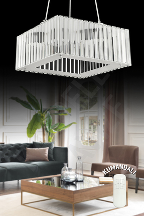 Genel Markalar Kardelen Kare Yakut Beyaz 3 Lü 36 Cm Kumandalı Lüx Modern Taşl...