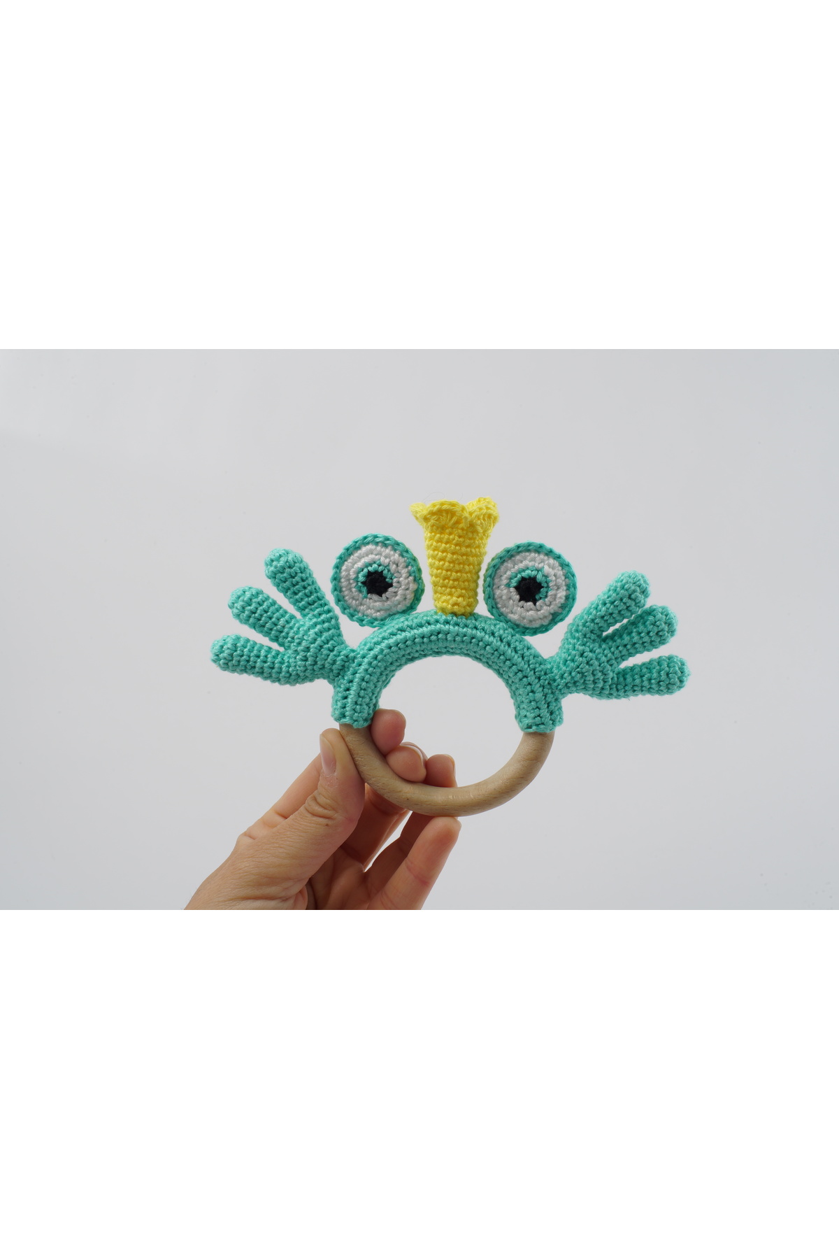 Amigurumi Yenidoğan Bebek Hediye Seti - Yeşil Kurbağa Diş Kaşıyıcı, Patik ve Müslin
