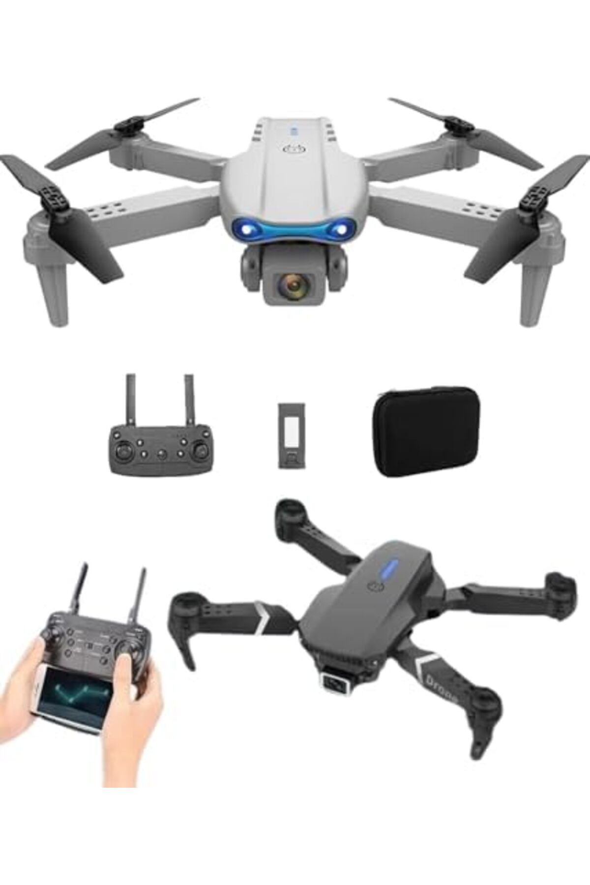 Generic-E88 Foldable Drone with 8K HD Dual Camera, Obstacle Avoidance, Altitude Hold, and Compact Design 1