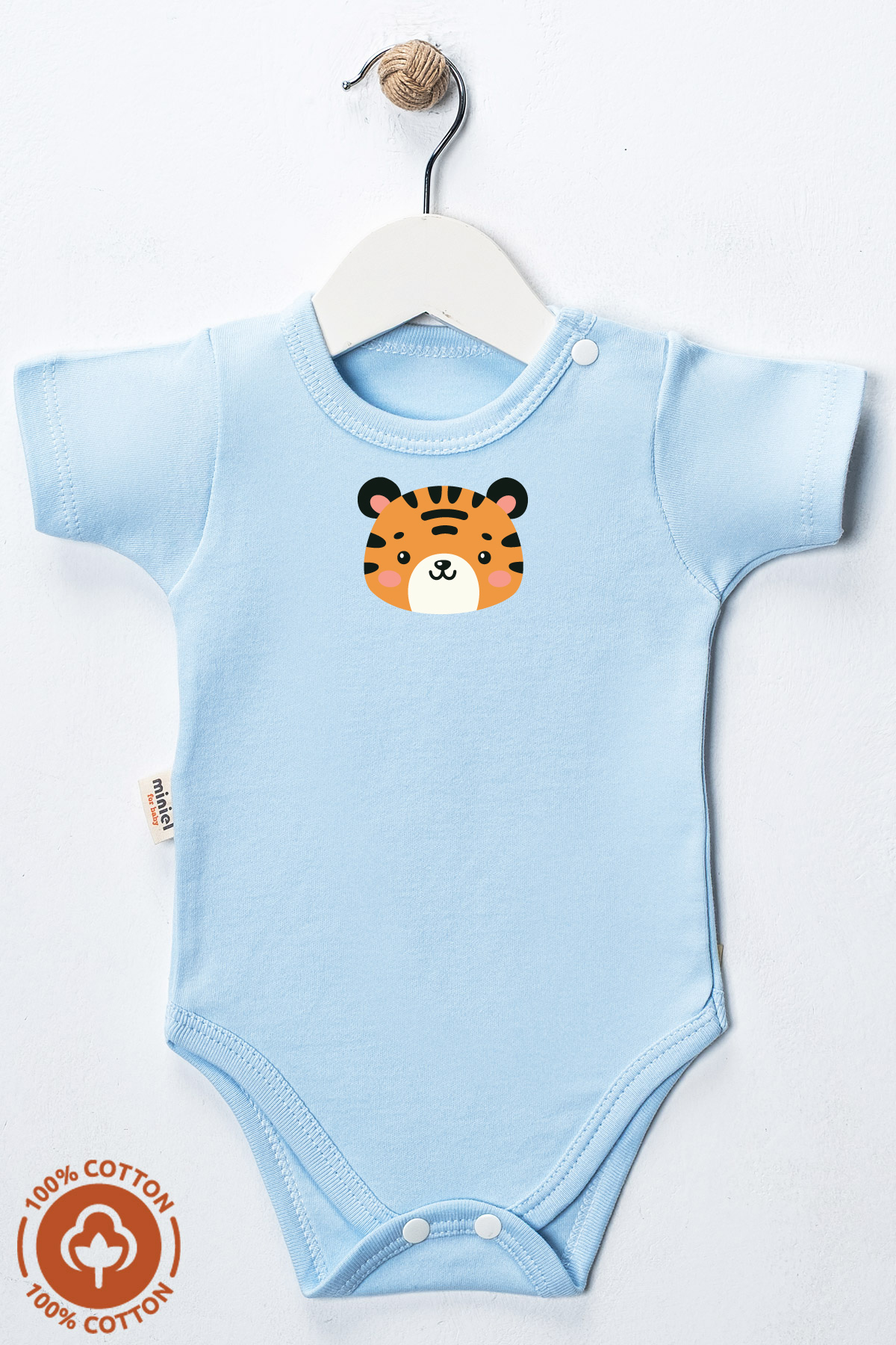 miniel organic Unisex %100 Organik Pamuklu Cute Animals Baskılı 0-12 Ay 6Lı Kısa Kollu Bebek Body Zıbın Set fotoğrafı 2 (önizleme)