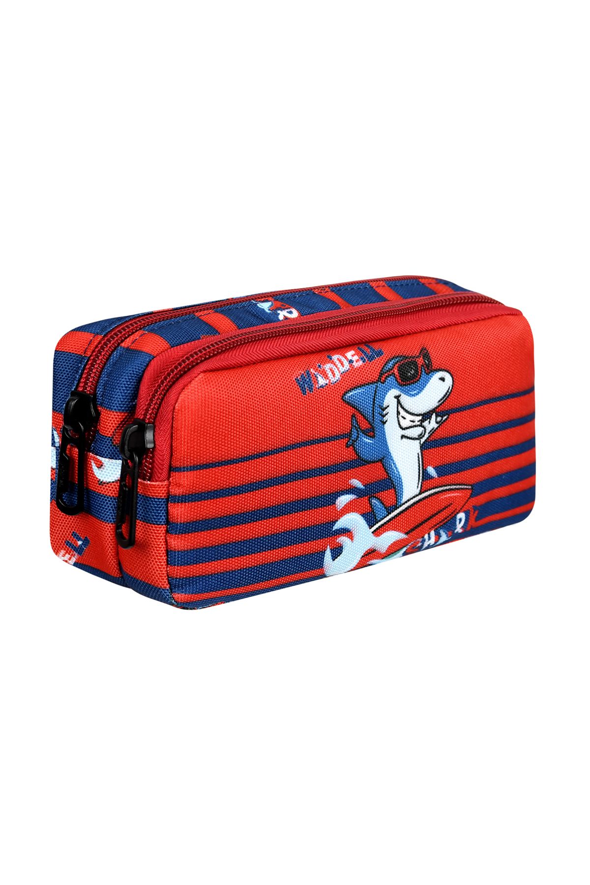 H&D COLLECTİON-Licensed Red Shark Patterned Boy's Primary School Backpack, Lunchbox and Pen Holder 7