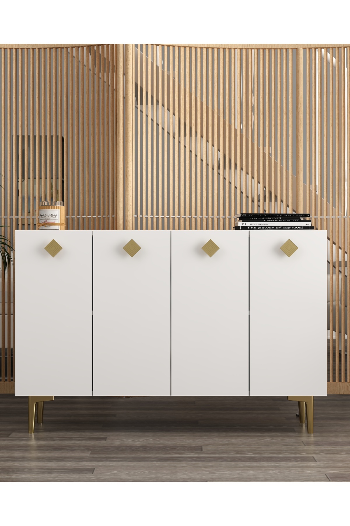 DEMONTE DECOR MOREDD (KM120) KONSOL BEYAZ-BEYAZ-ALTIN