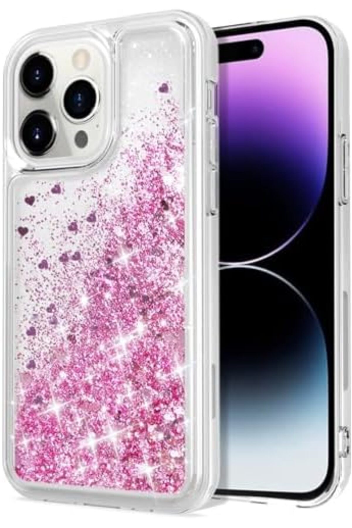 Generic-14 Pro Case, Bling Moving Liquid Floating Sparkle Colorful Glitter Waterfall TPU Protective Case wit 1