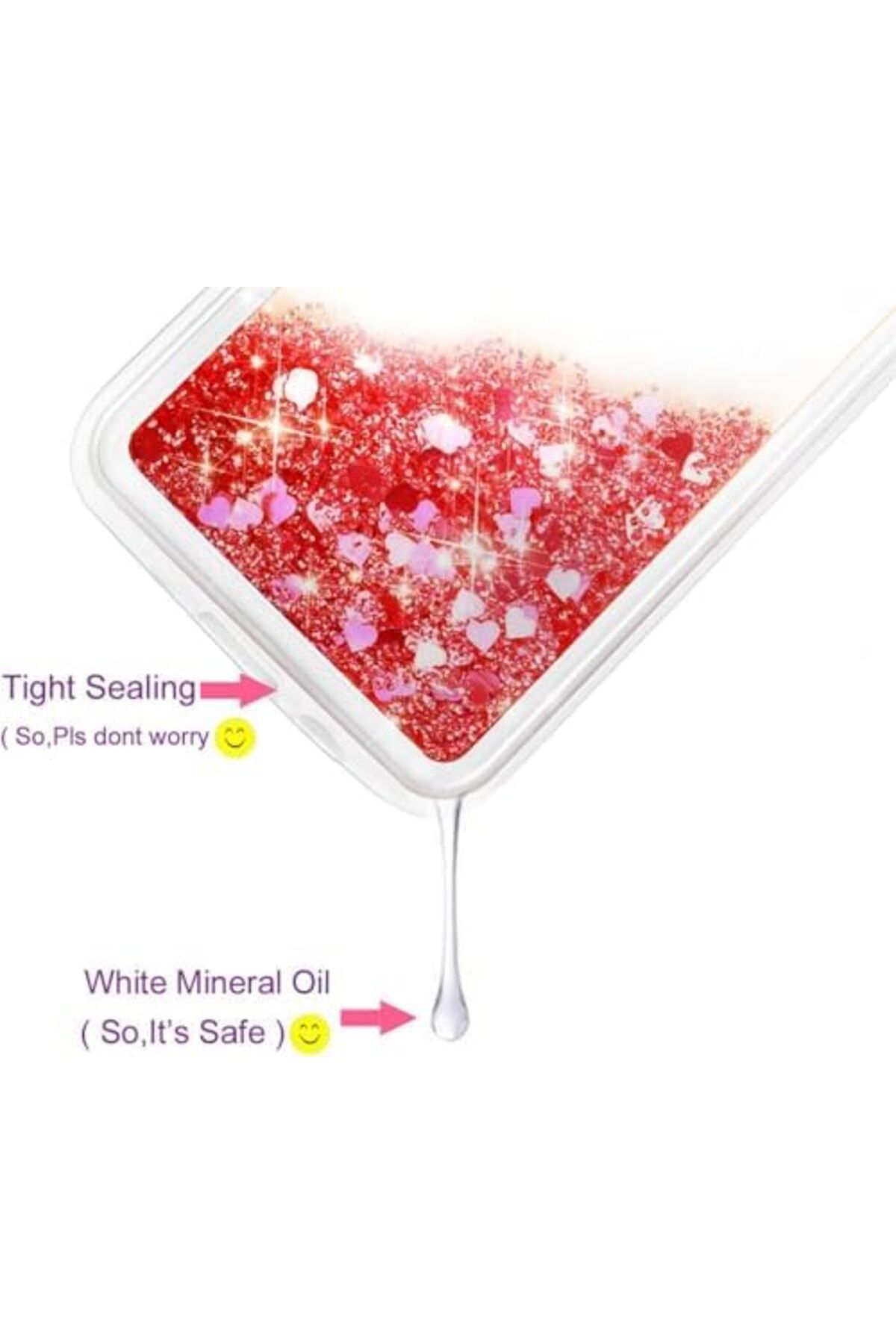 Generic-15 Case – Red Glitter Liquid Floating Waterfall TPU Case with Sparkling Quicksand Sequins, Shockpr 4