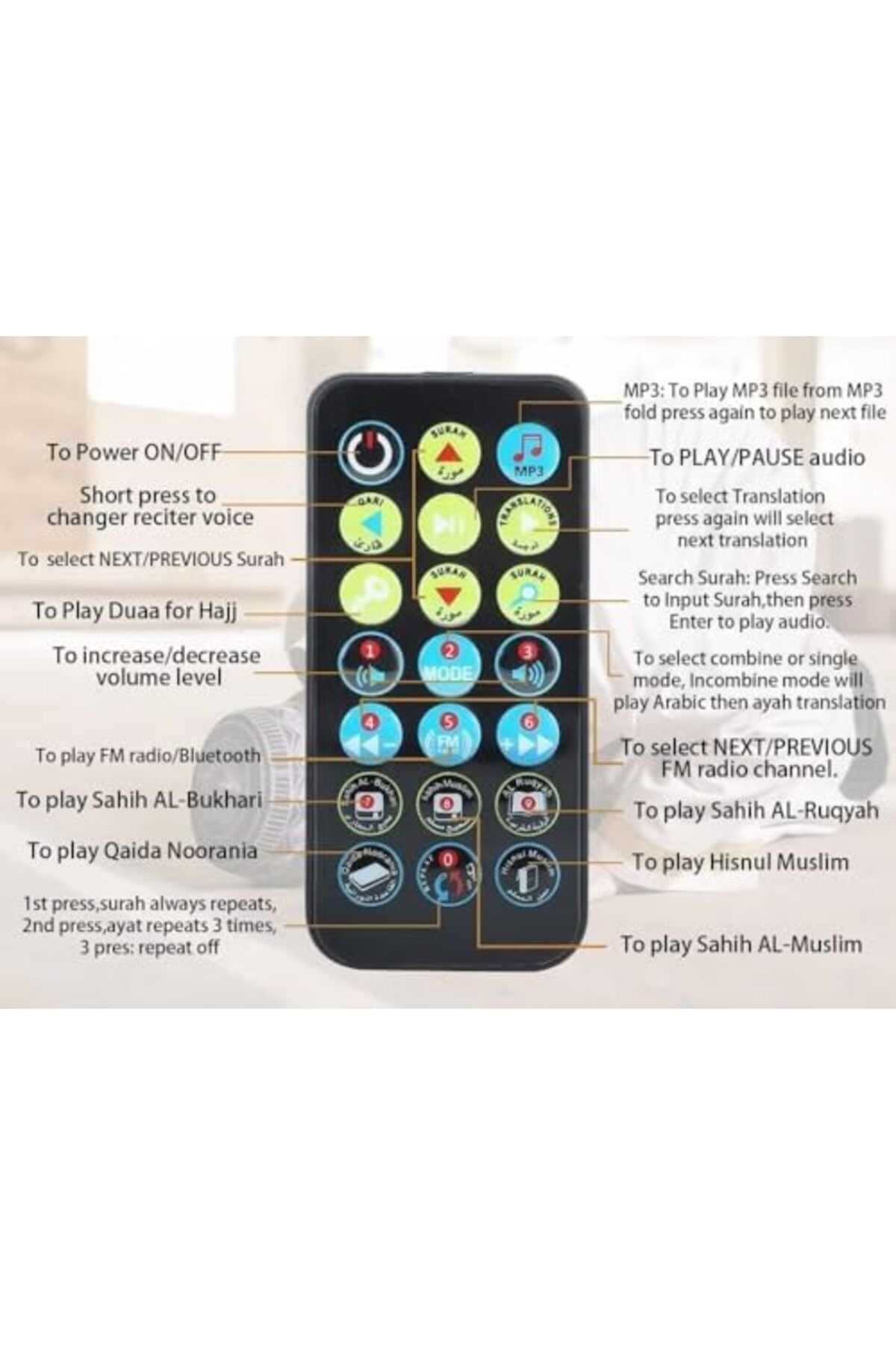 Generic-Portable Quran Speaker SQ-200 with FM Radio and Remote Control 7