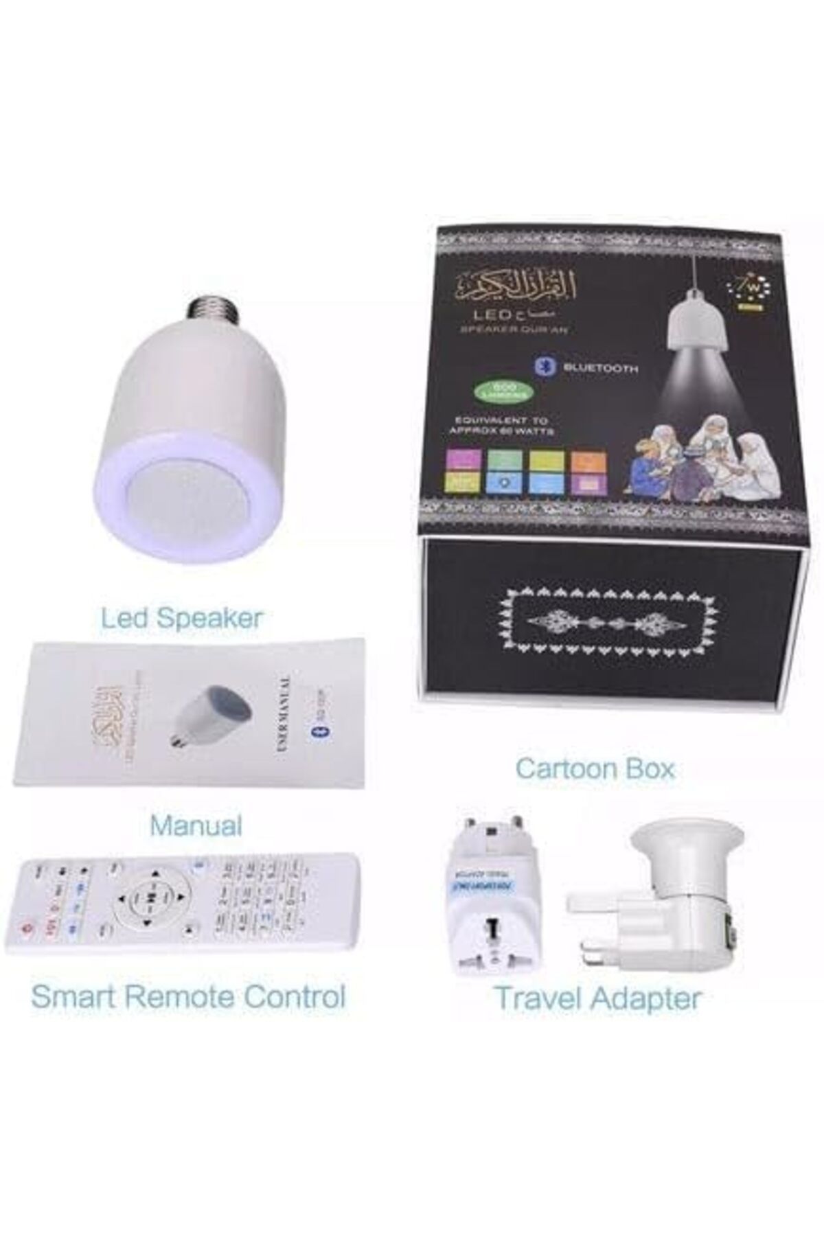 Generic-سماعة قرآن مع مصباح LED وجهاز تحكم عن بعد بلوتوث 4