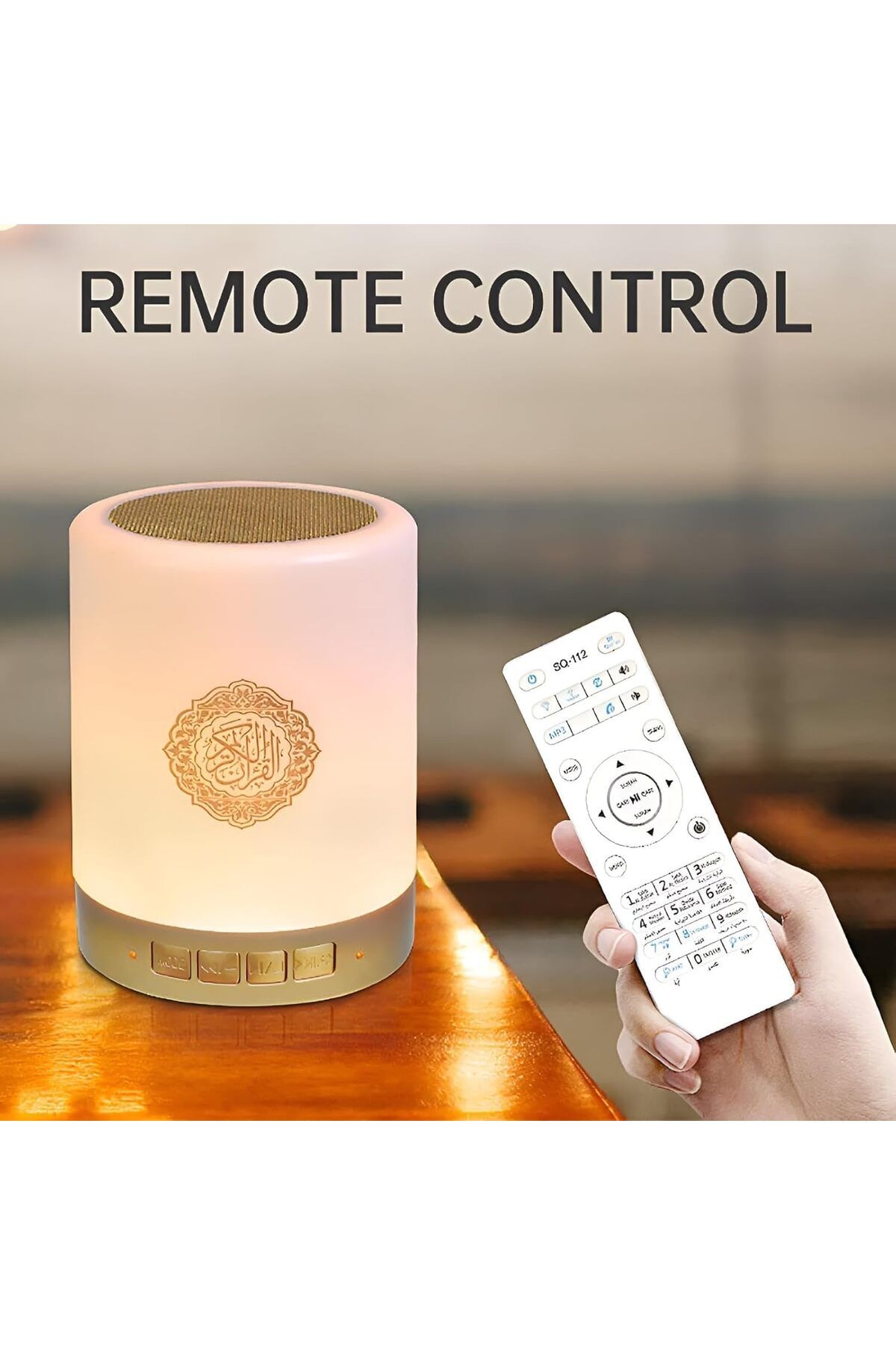 Generic-مكبر صوت ذكي يعمل باللمس مزود بمصباح LED مع مشغل قرآن وجهاز تحكم عن بعد، SQ-112 2