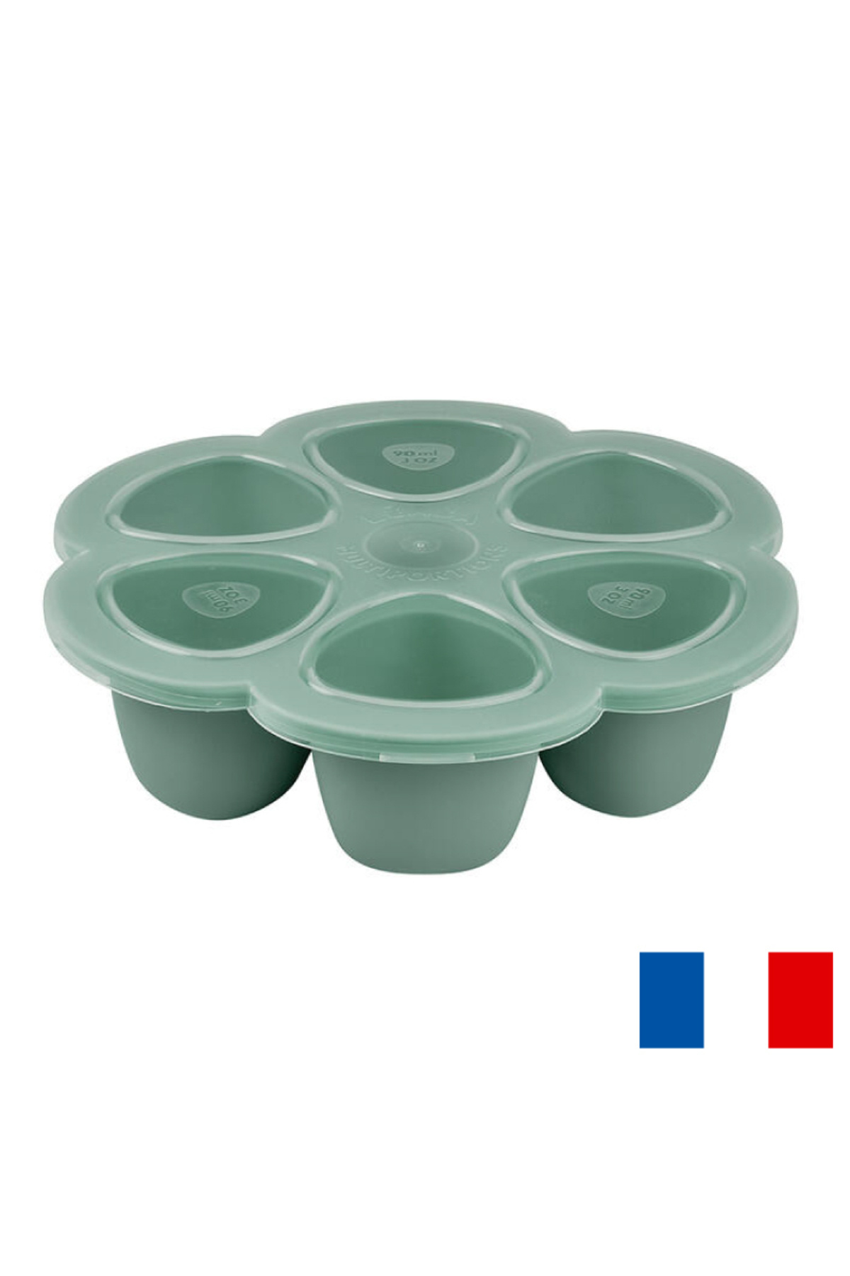 Beaba-Recipient ermetic silicon multiportii 6x90 ml Sage Green 1
