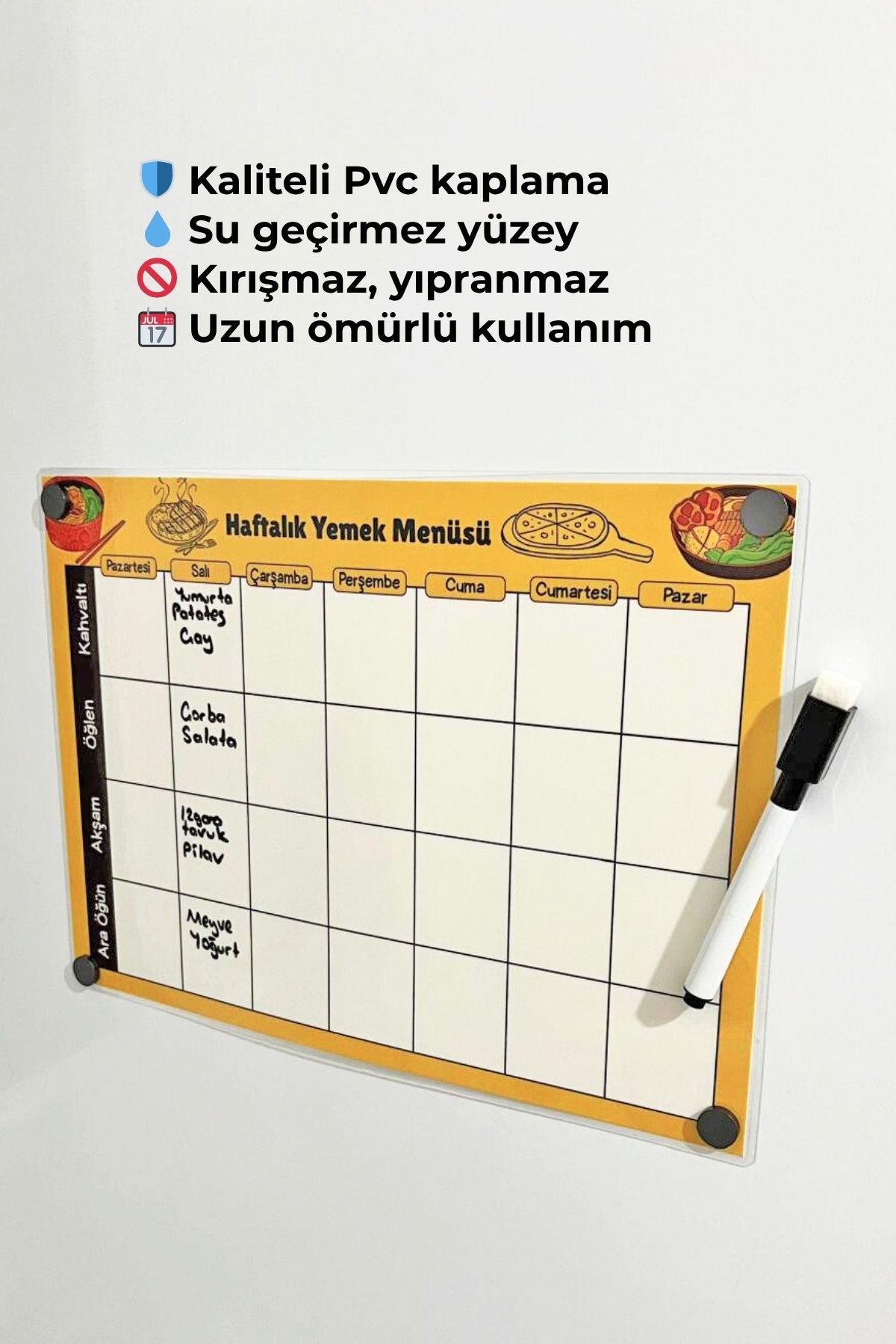 Metranya-Weekly Meal Menu Planner, Magnet Refrigerator Menu Chart Shopping List with Magnet 2