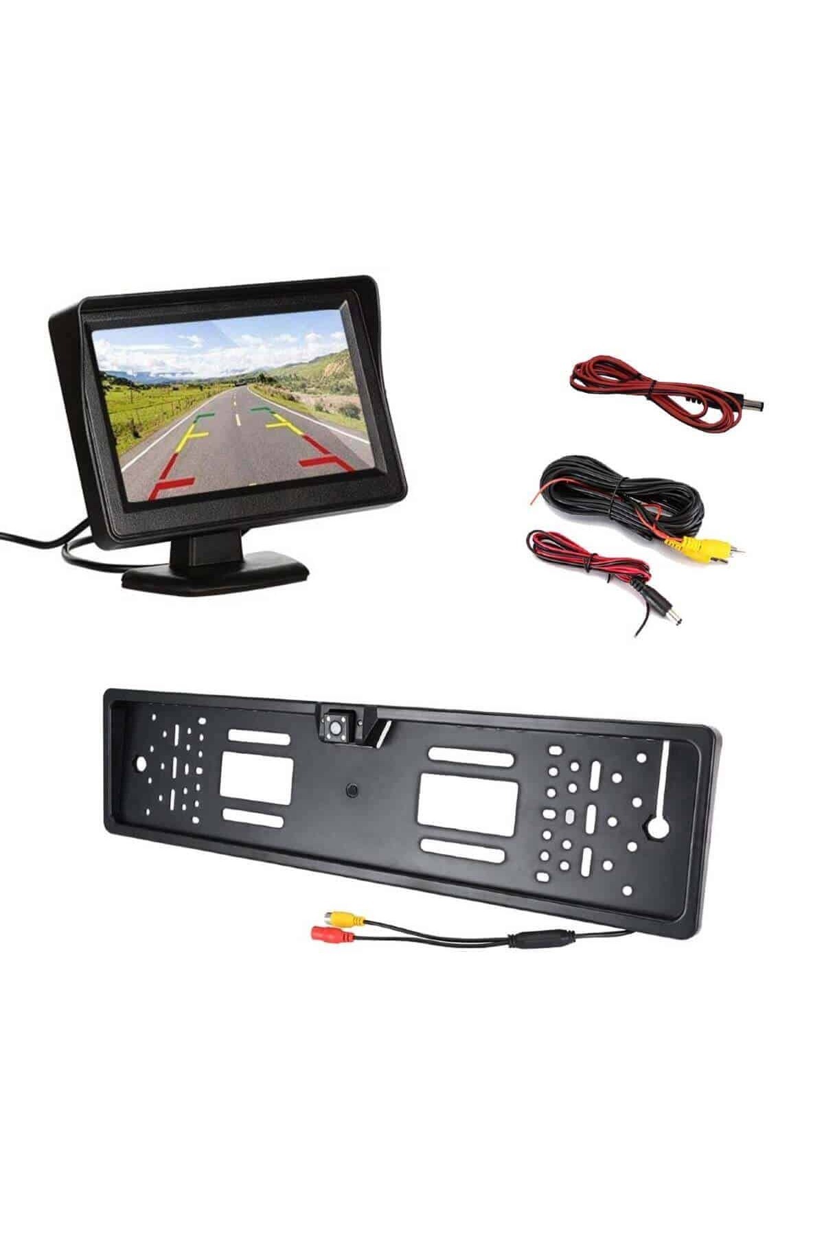 BGRJ Automotive-2 in 1 kit, license plate holder with reversing camera and monitor with stand 1