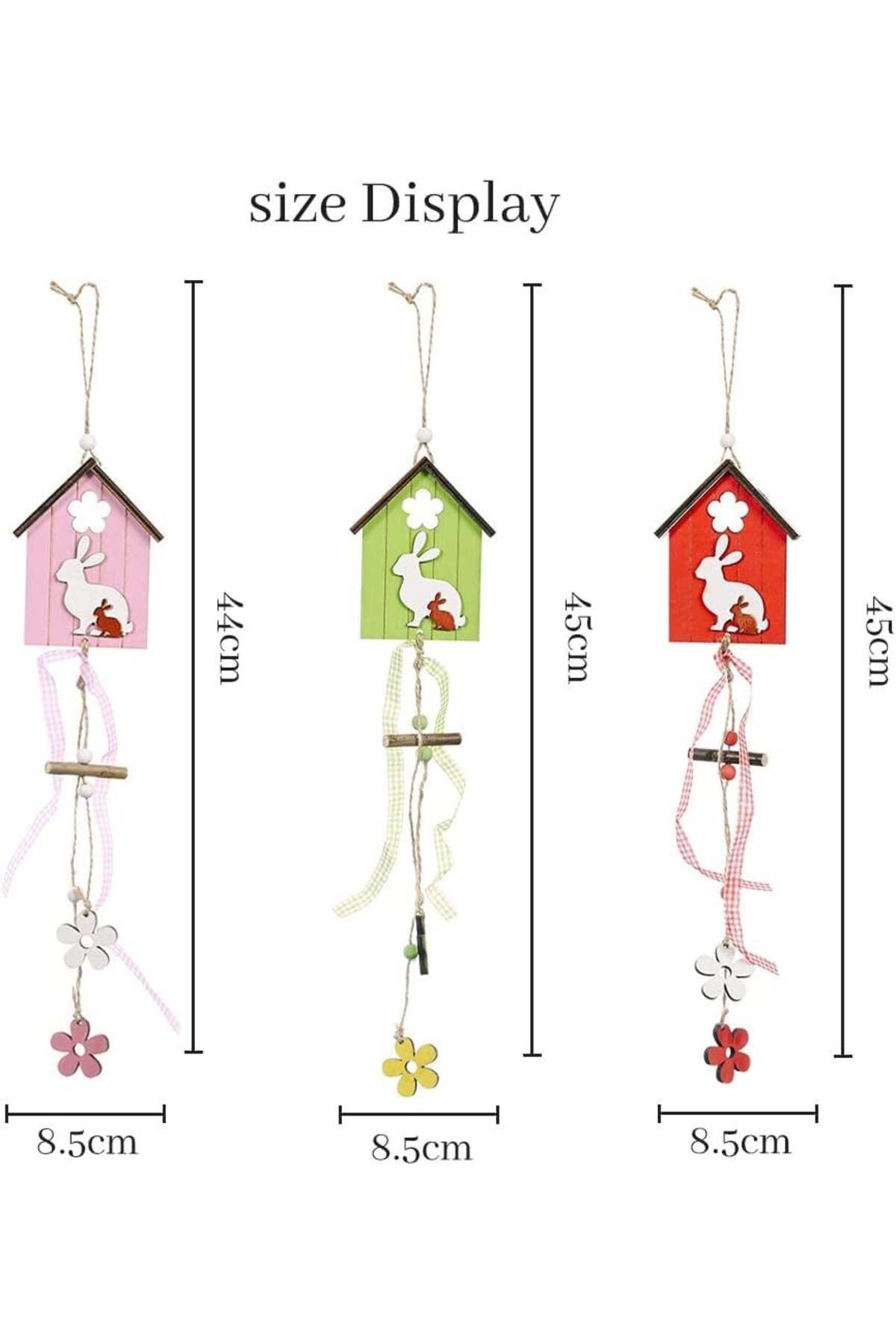 XiXiRan-Set de 3 pandantive de Paște, lemn, multicolore, 10 x 36 cm 5